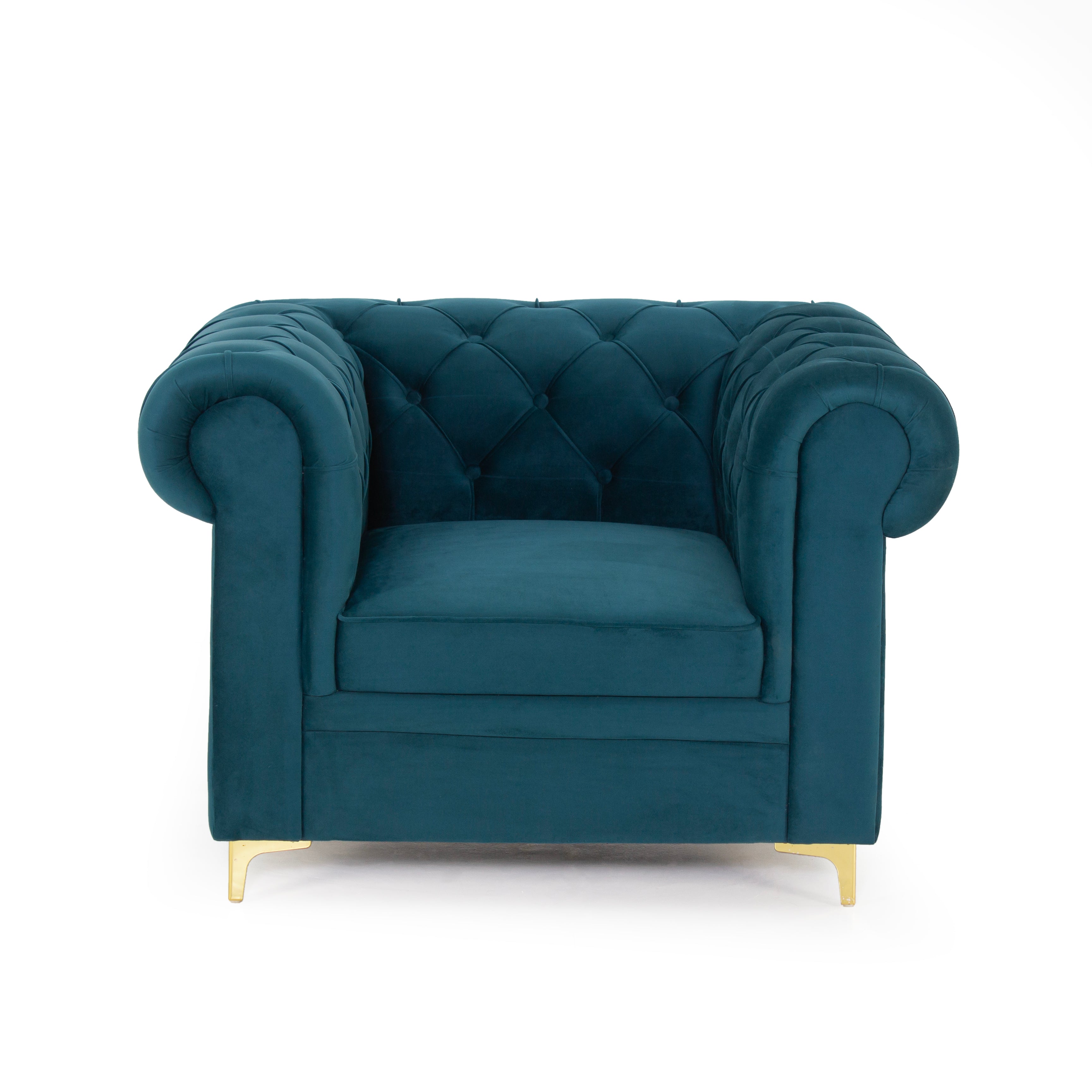 Peachtree Chesterfield One Seater Velvet Fabric (Green) - Peachtree Home