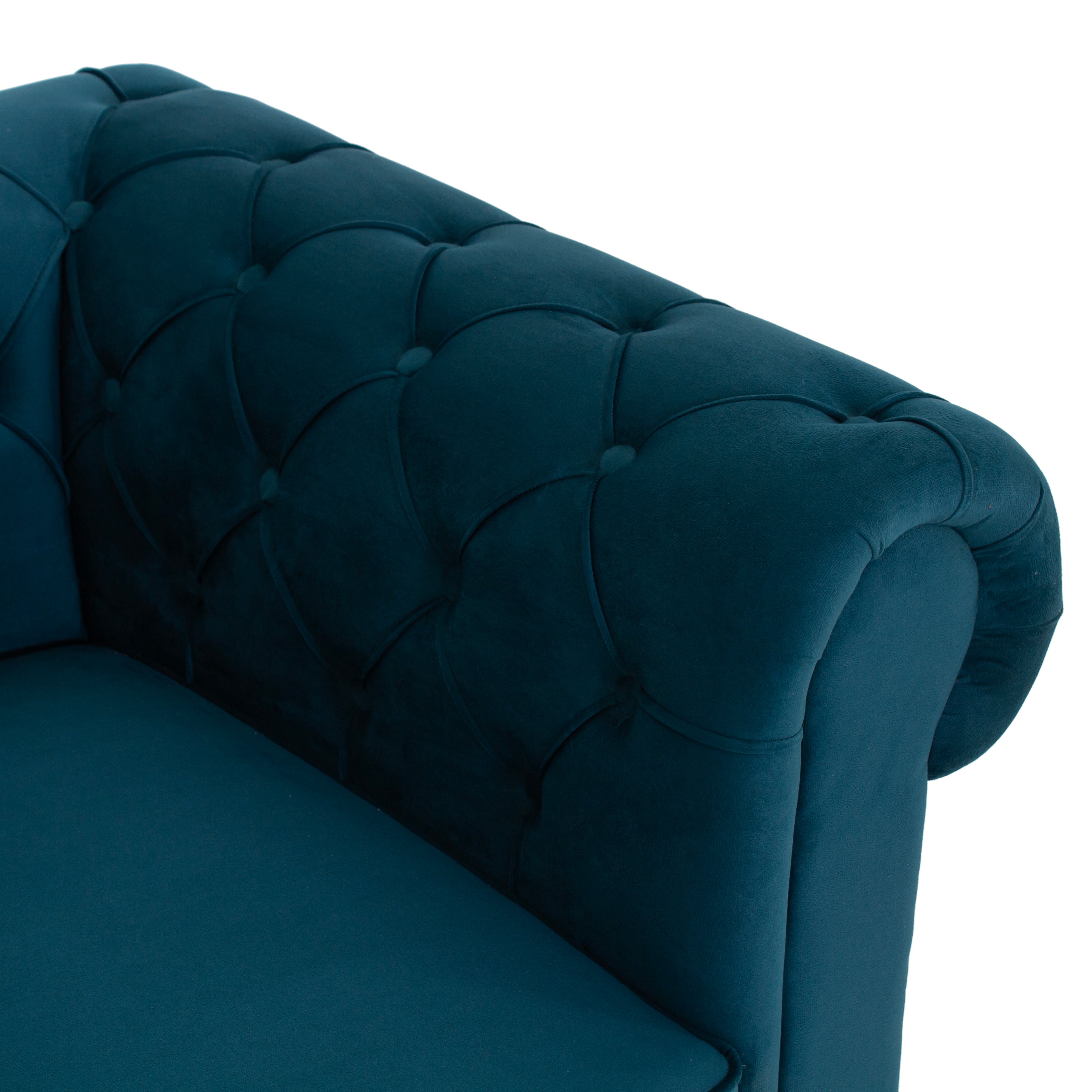 Peachtree Chesterfield One Seater Velvet Fabric (Green) - Peachtree Home