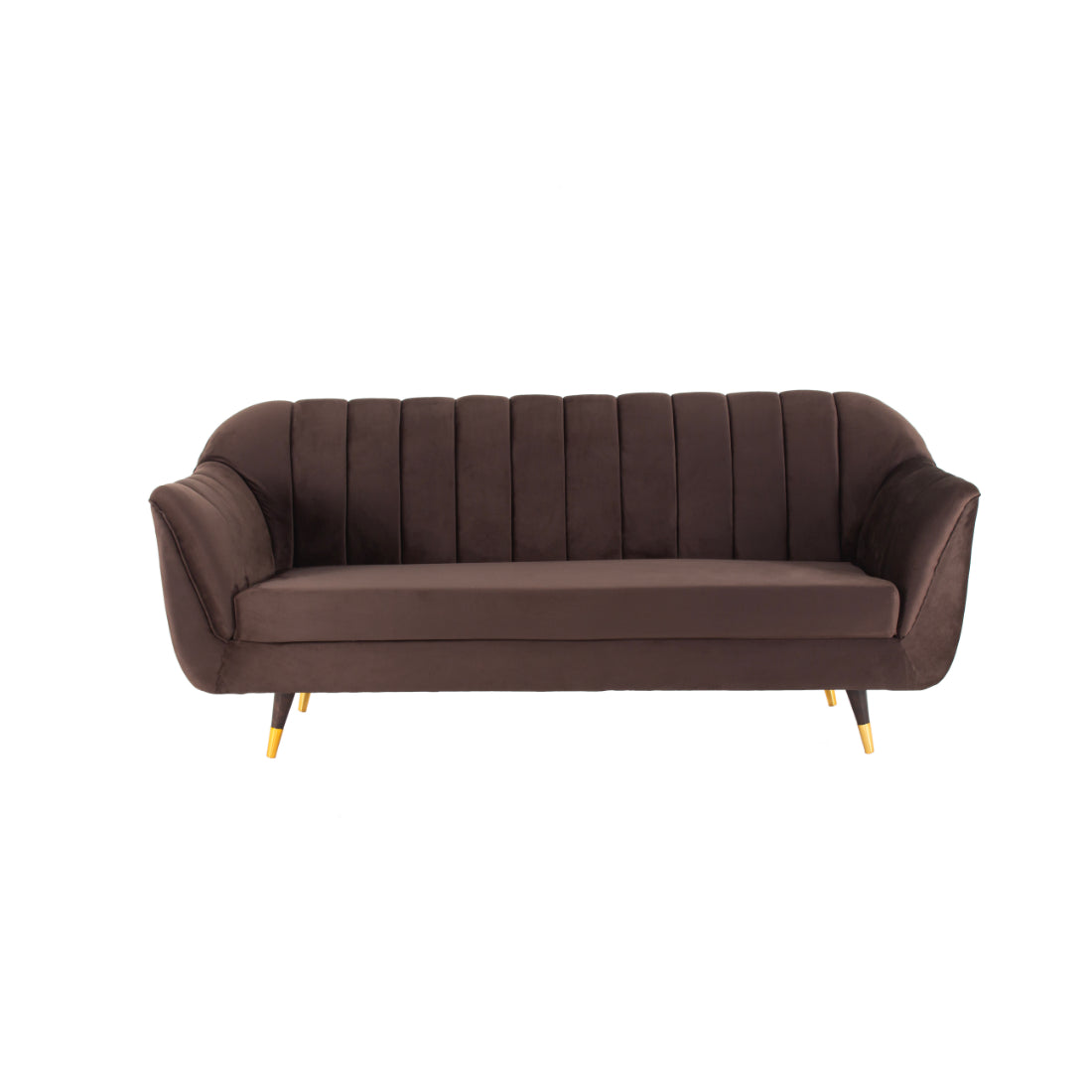 Peachtree Vegas Three Seater Velvet Fabric (Brown) - Peachtree Home