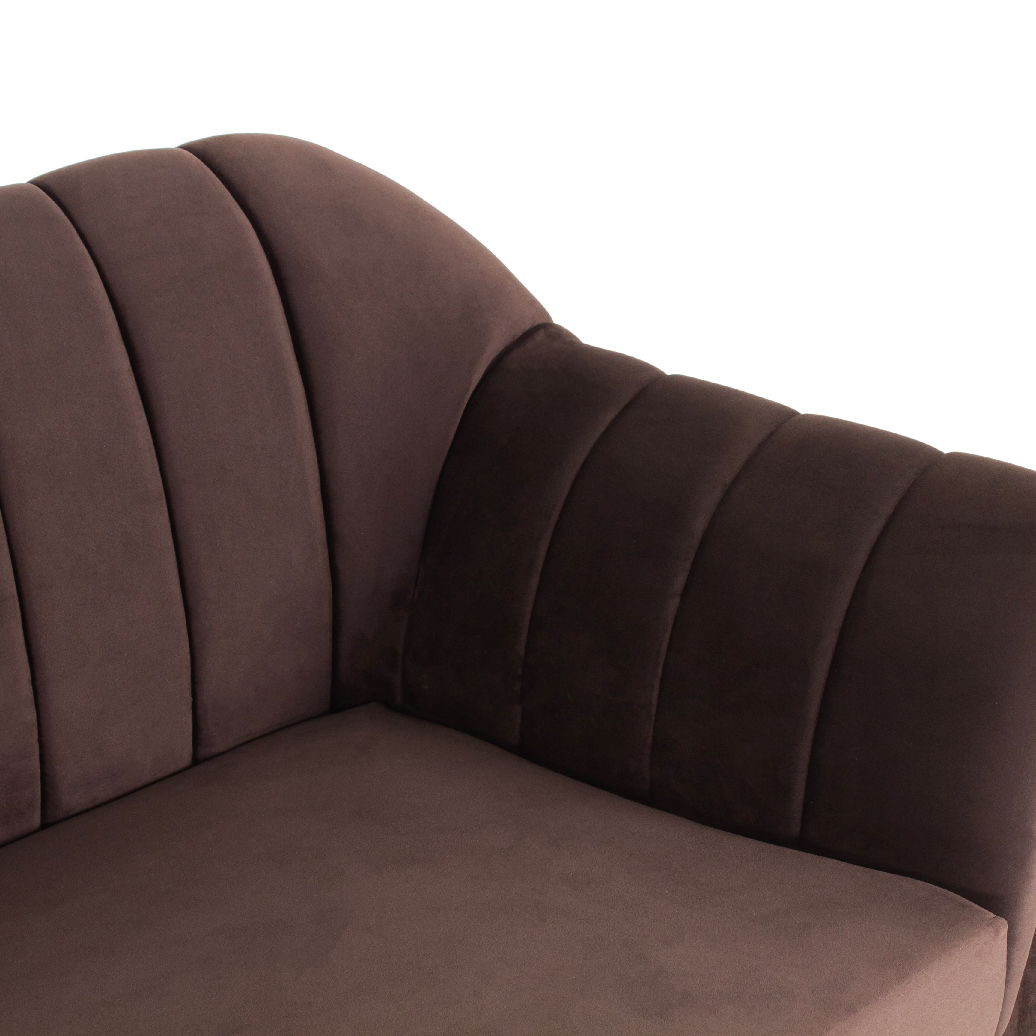 Peachtree Vegas Three Seater Velvet Fabric (Brown) - Peachtree Home