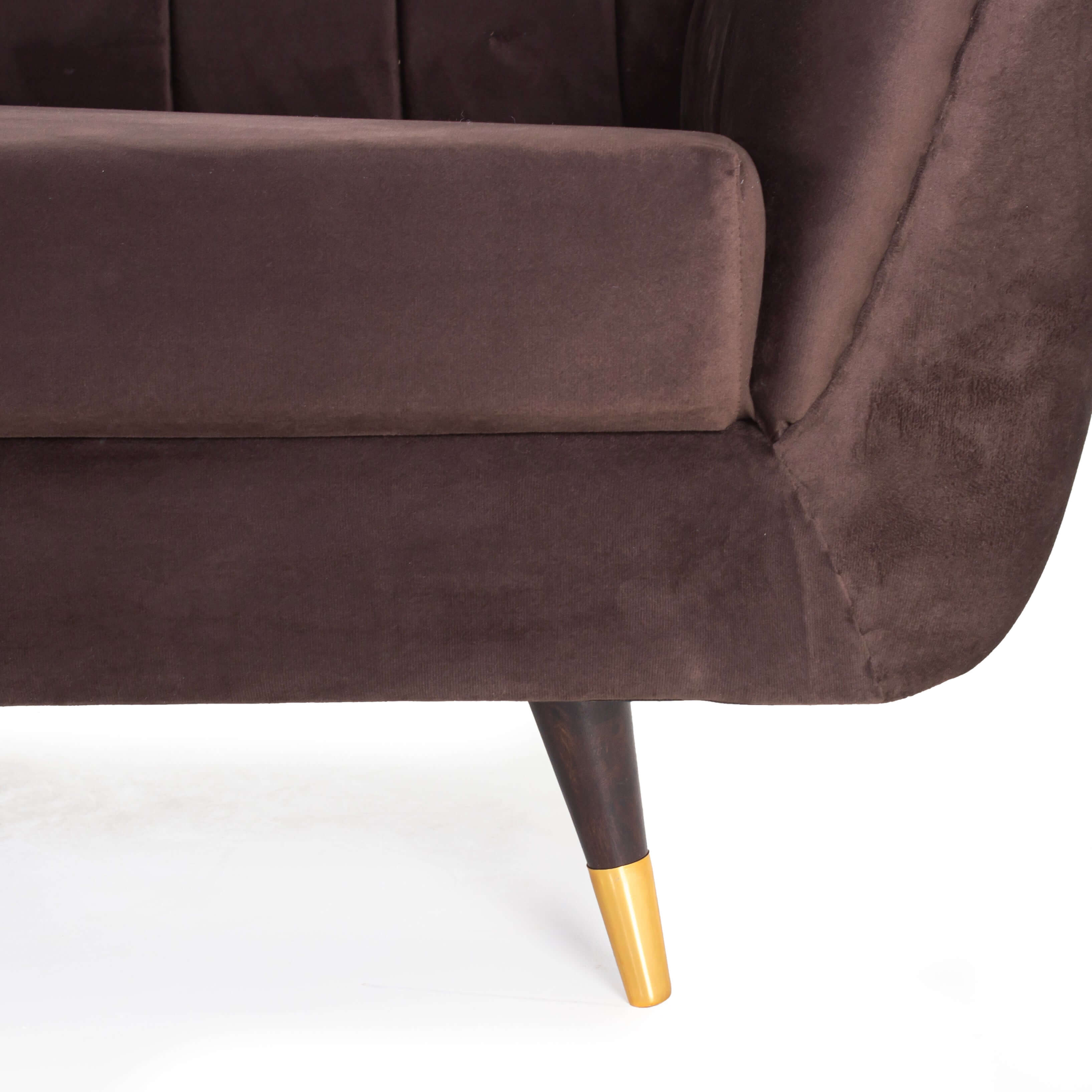 Peachtree Vegas Three Seater Velvet Fabric (Brown) - Peachtree Home