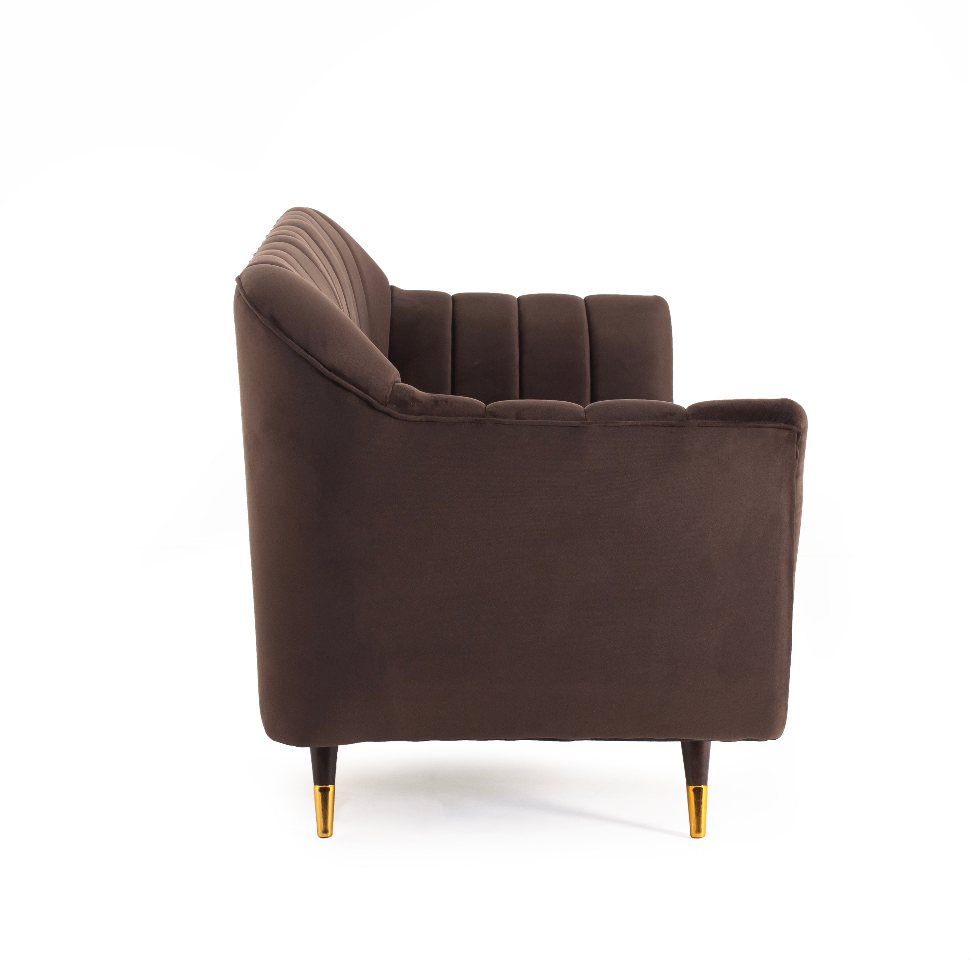 Peachtree Vegas Three Seater Velvet Fabric (Brown) - Peachtree Home