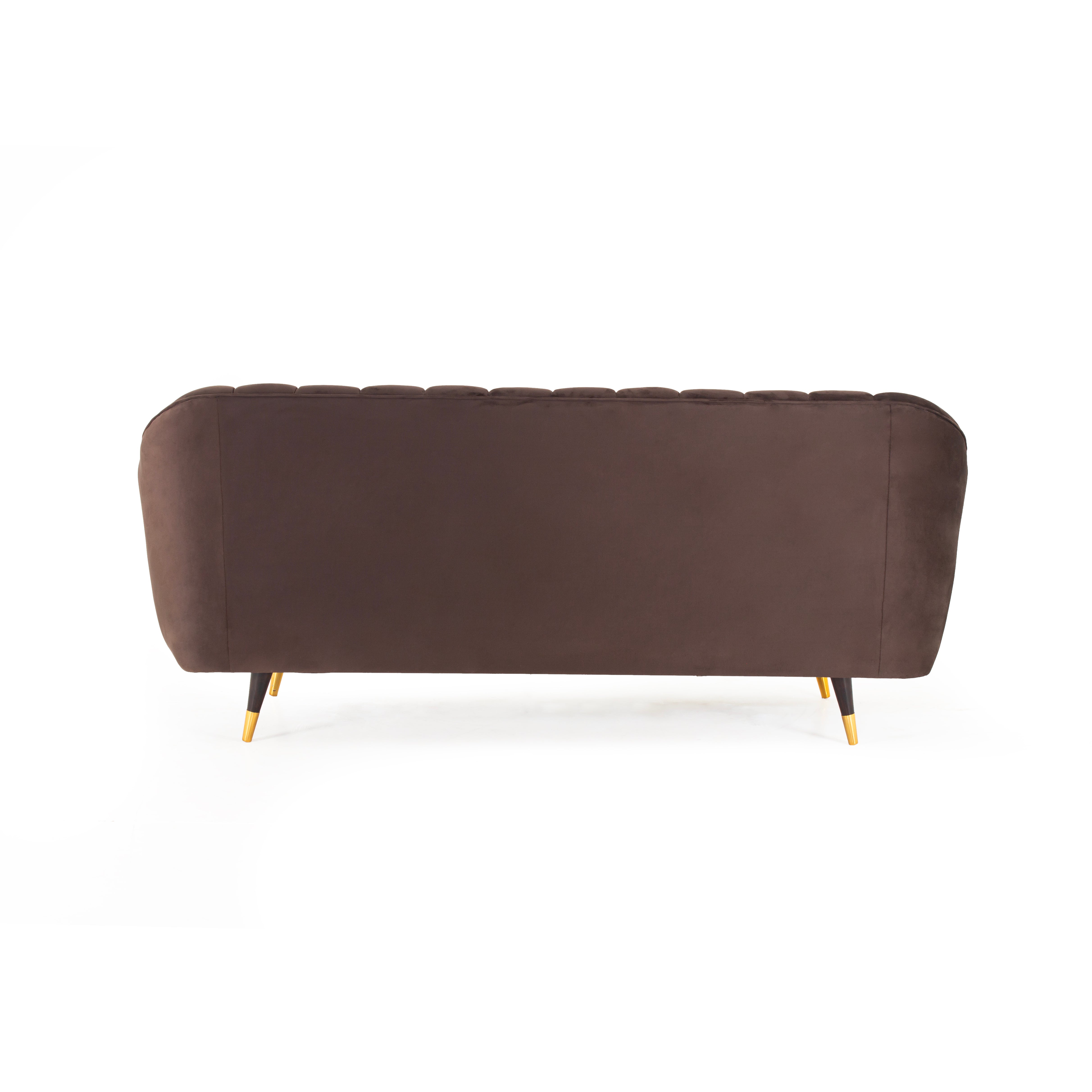 Peachtree Vegas Three Seater Velvet Fabric (Brown) - Peachtree Home