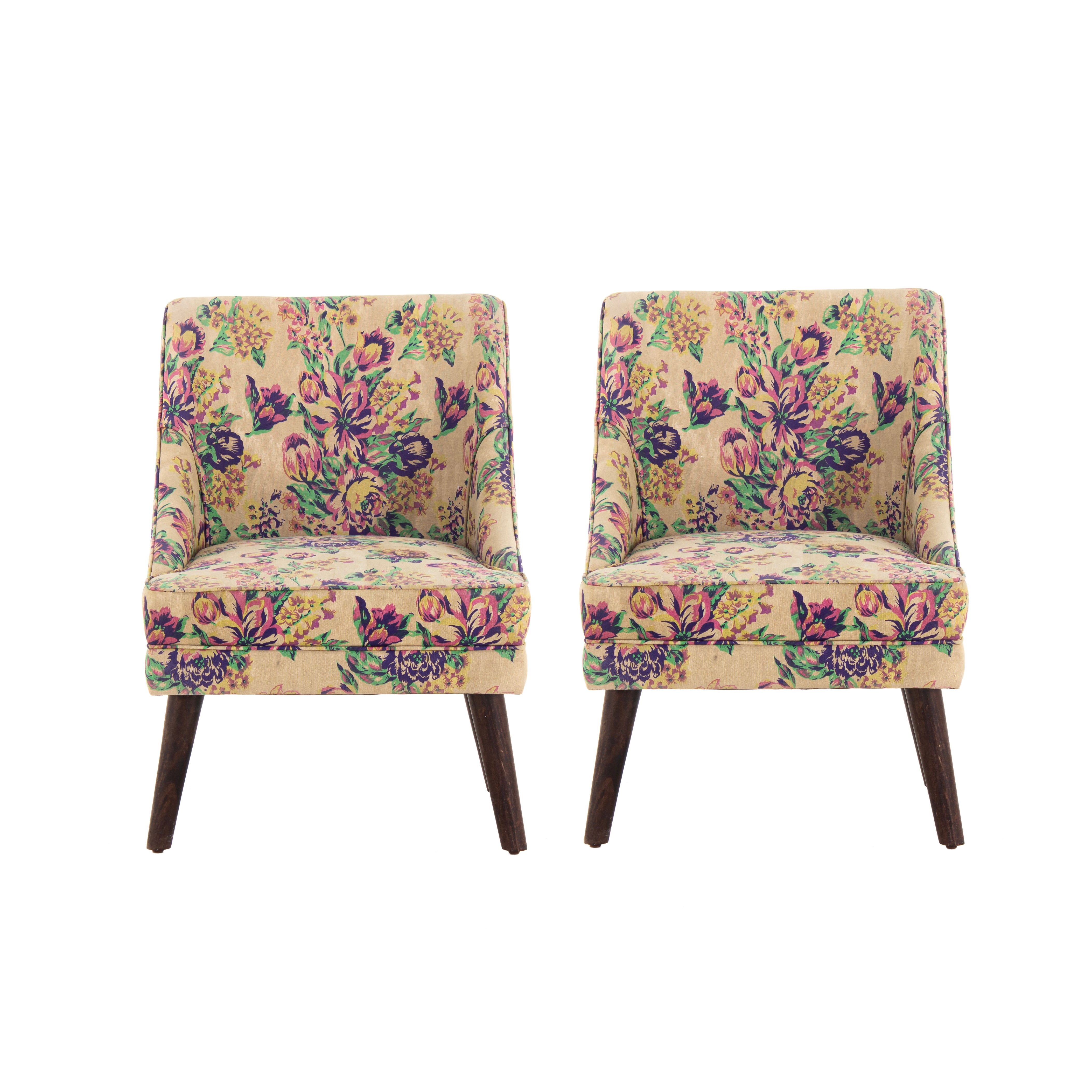 Peachtree Eleanor Chair Cotton Printed Fabric Yellow Color (Set Of 2) - Peachtree Home