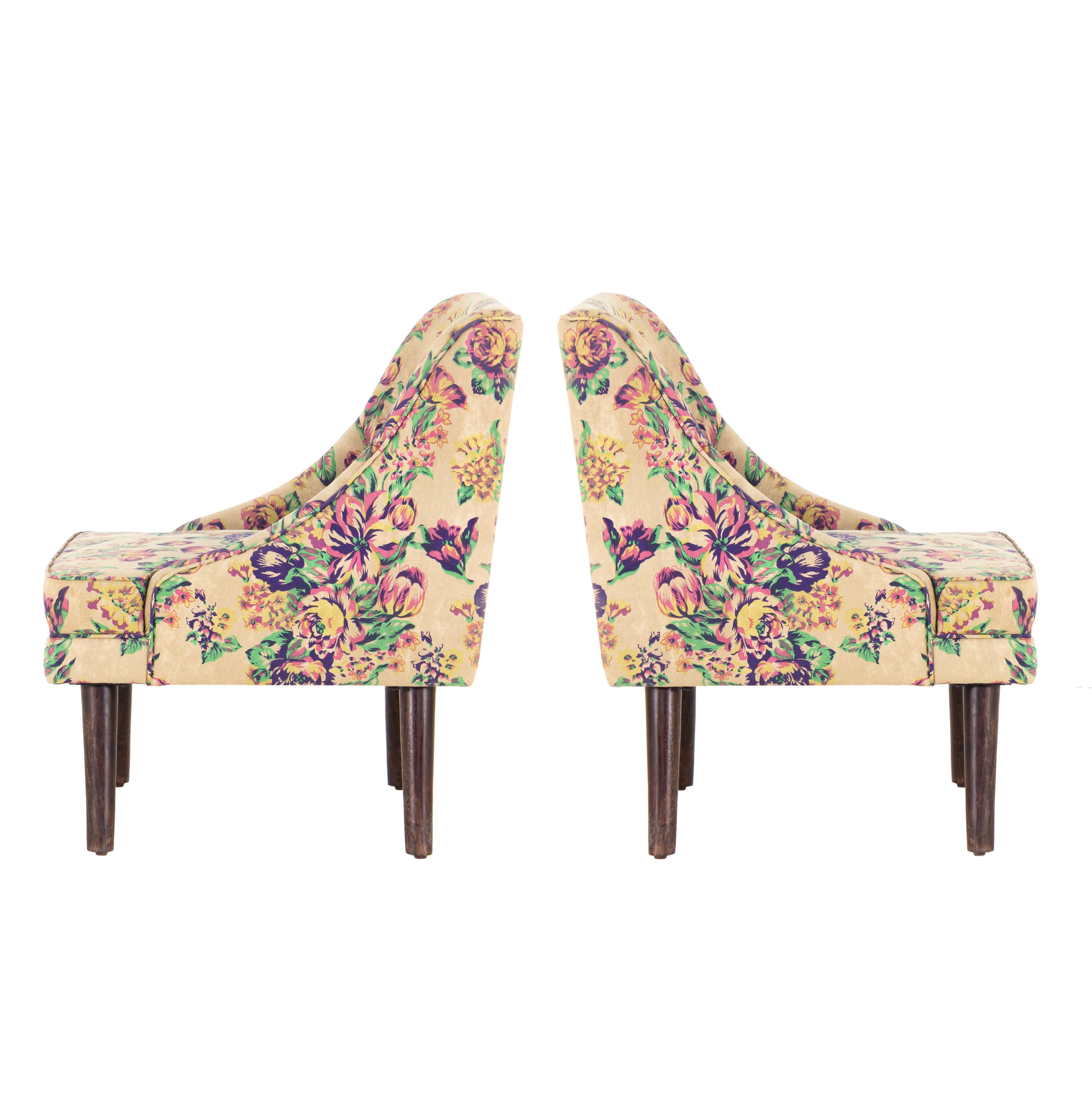 Peachtree Eleanor Chair Cotton Printed Fabric Yellow Color (Set Of 2) - Peachtree Home
