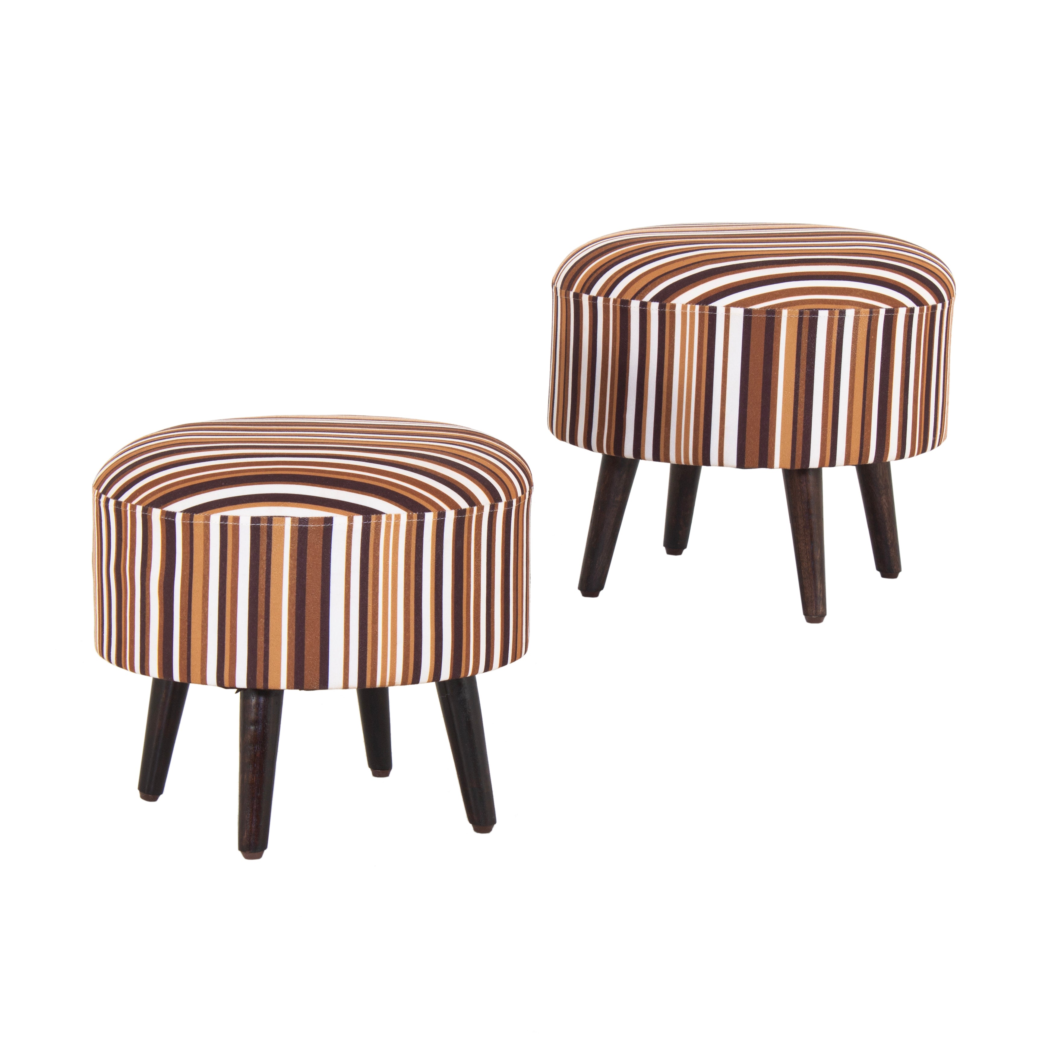 Printed Round Shape Pouf (12 Inch, Set of 2) - Peachtree Home