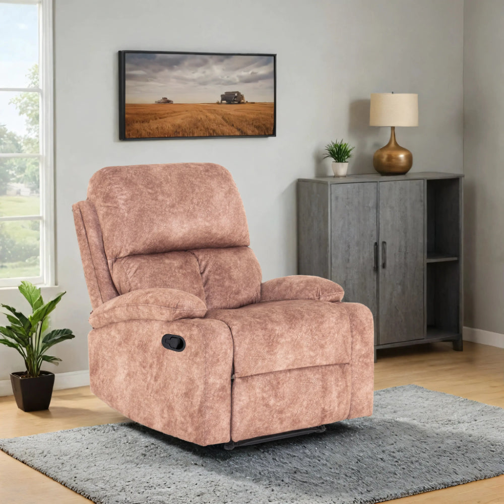 Manila Recliner Sofa In Mustard Light Brown Colour - Peachtree Home