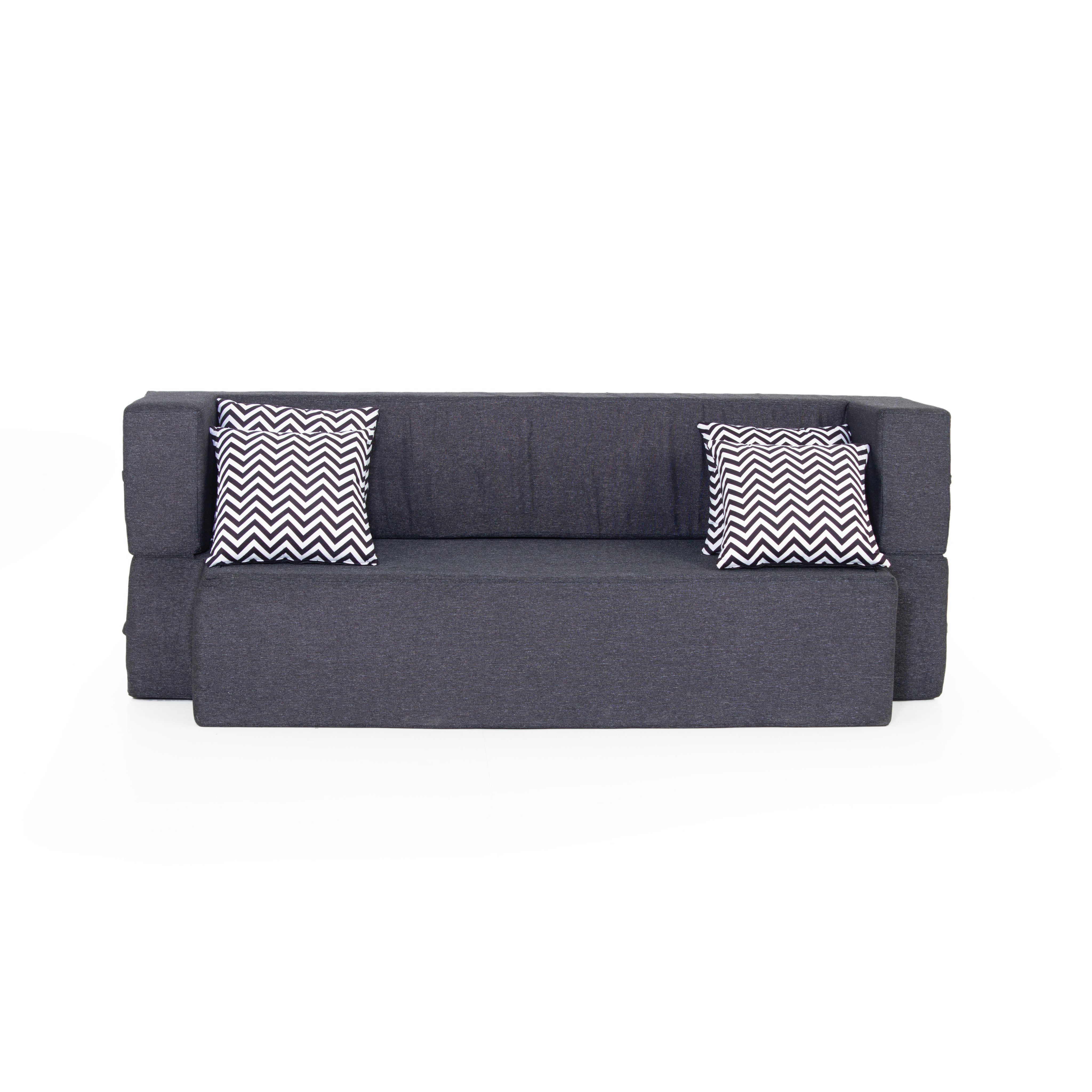 Zen 3-seater Jute Sofa Cum Bed In Black Colour