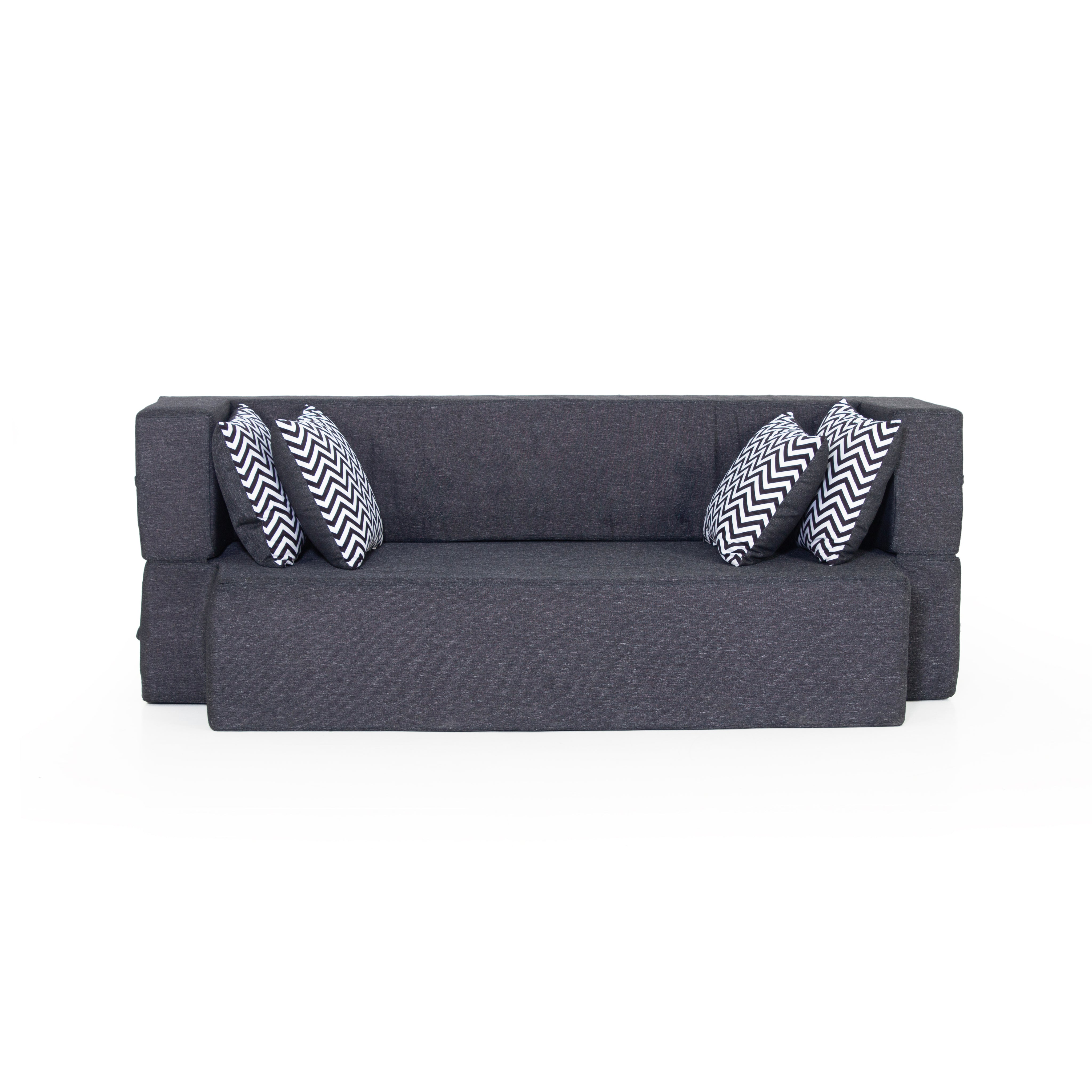 Zen 3-seater Jute Sofa Cum Bed In Black Colour