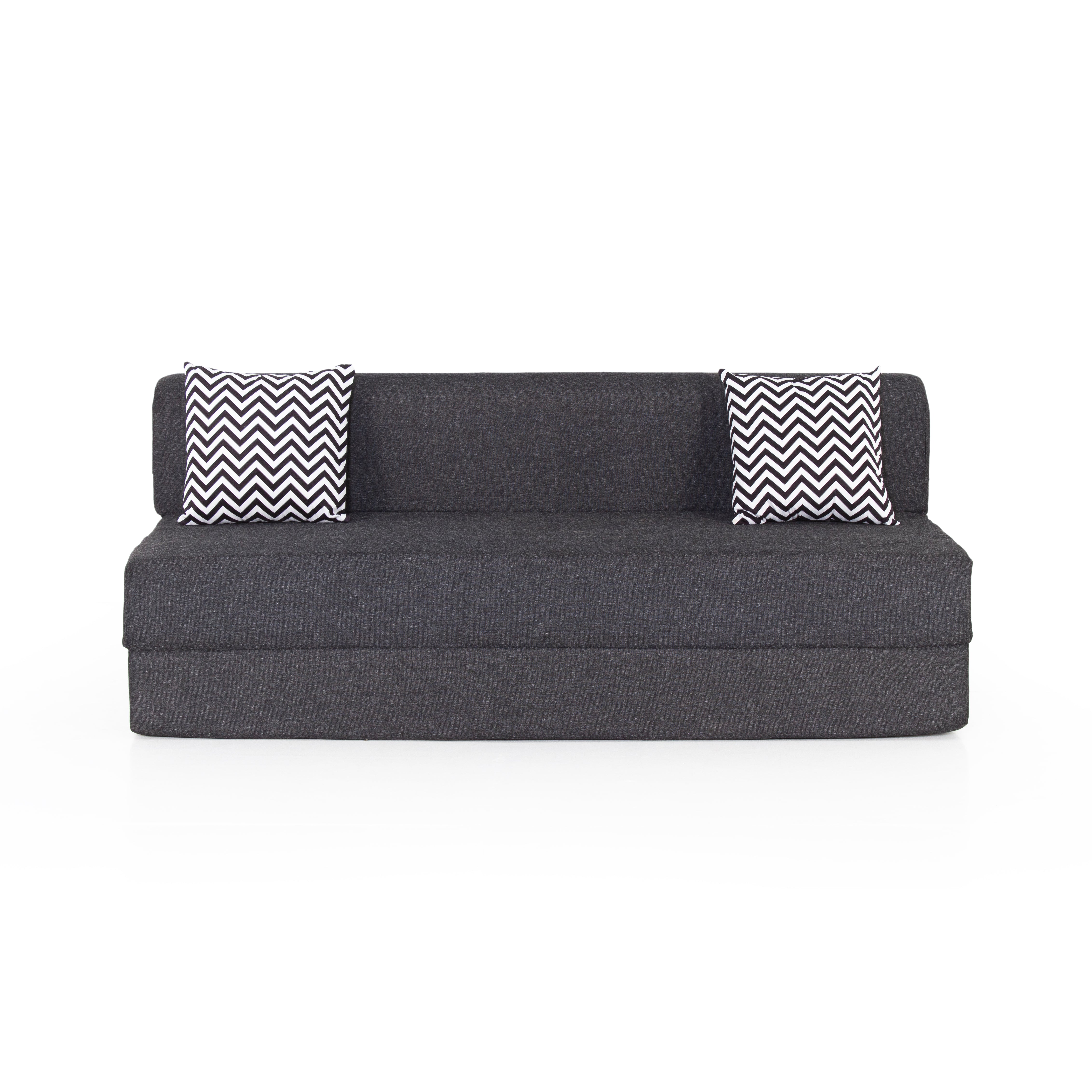 Zoe 3-seater Jute Sofa Cum Bed In Black Colour