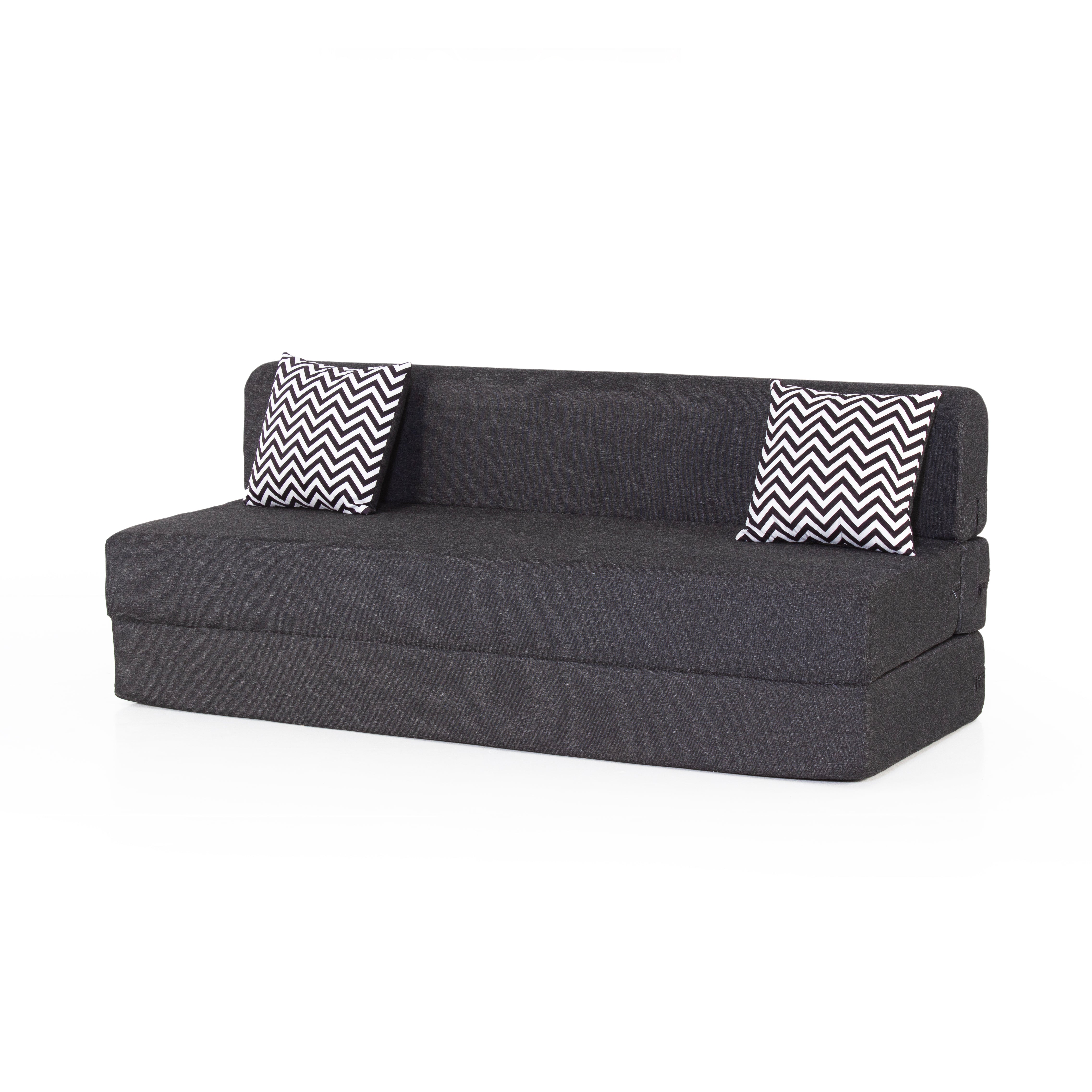 Zoe 3-seater Jute Sofa Cum Bed In Black Colour