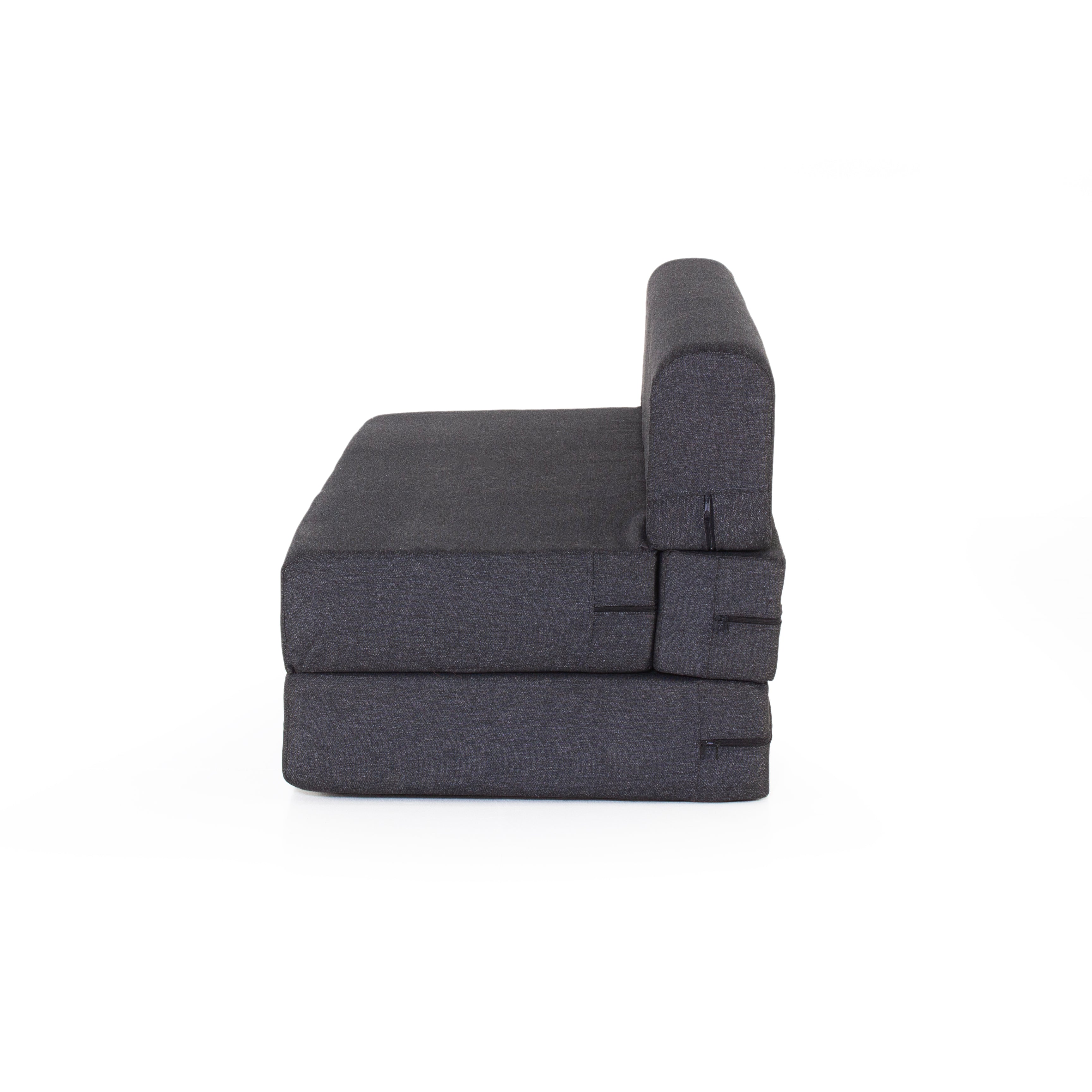 Zoe 3-seater Jute Sofa Cum Bed In Black Colour