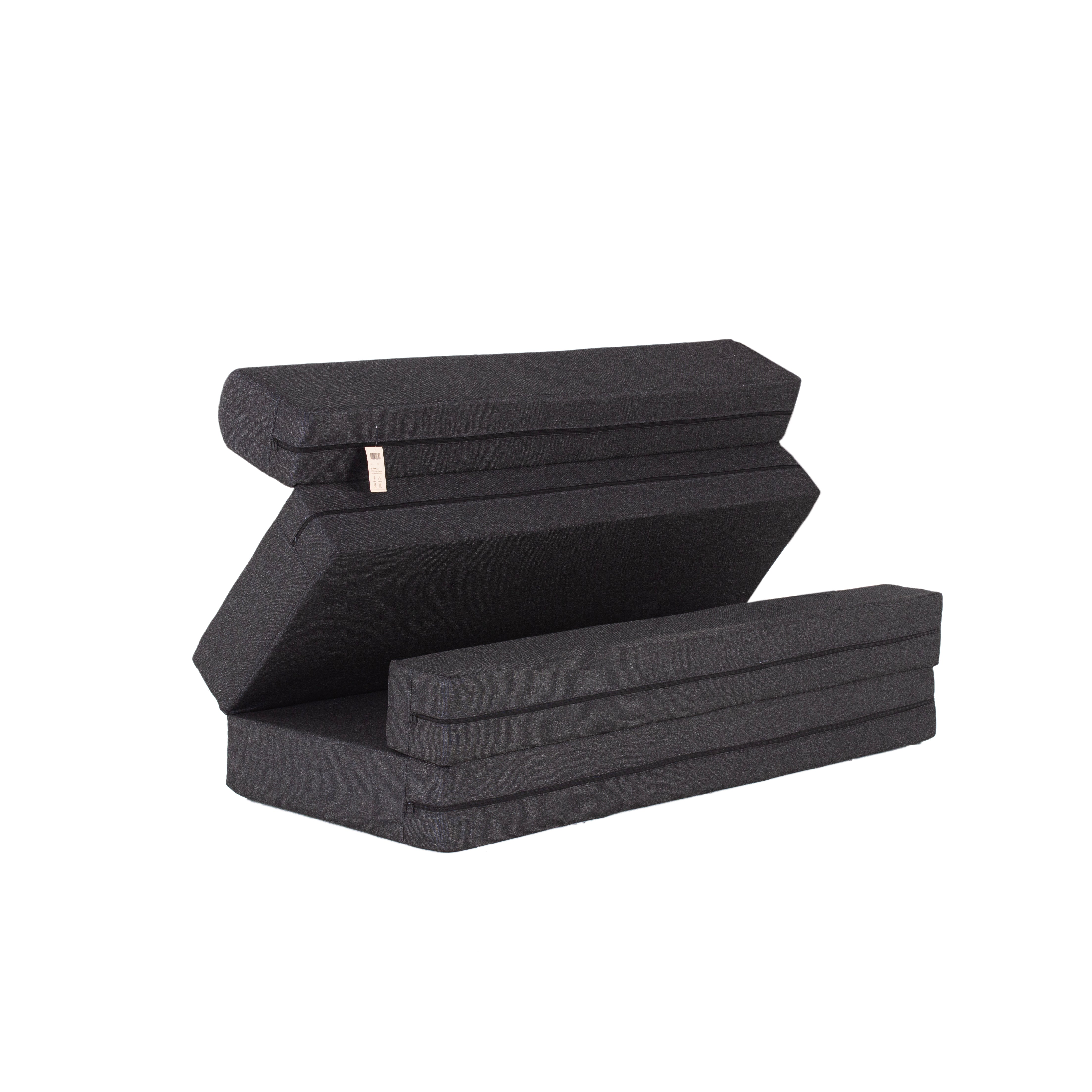 Zoe 3-seater Jute Sofa Cum Bed In Black Colour