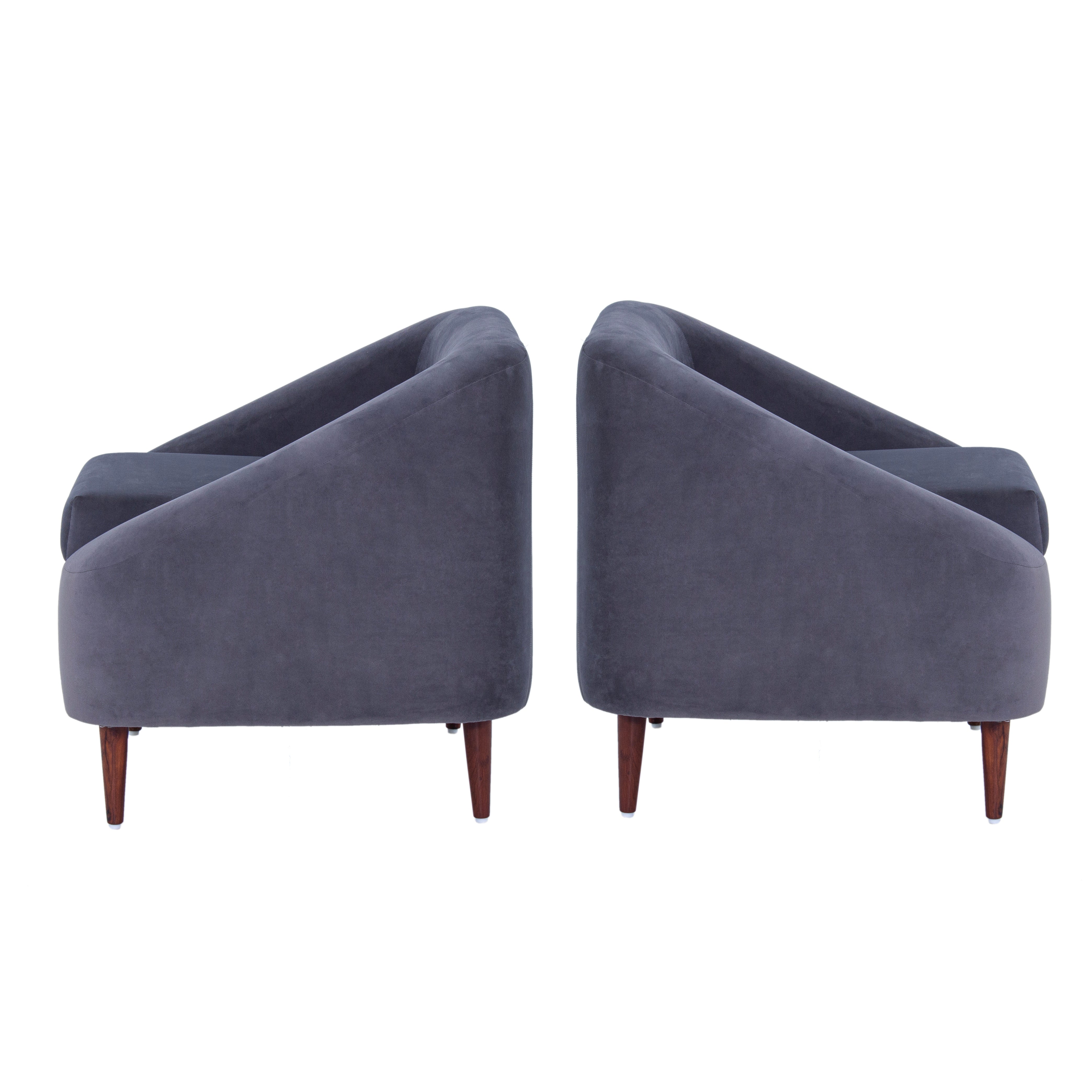 Jessica Velvet Chair With Arm In Grey Colour (Set Of 2) - Peachtree Home