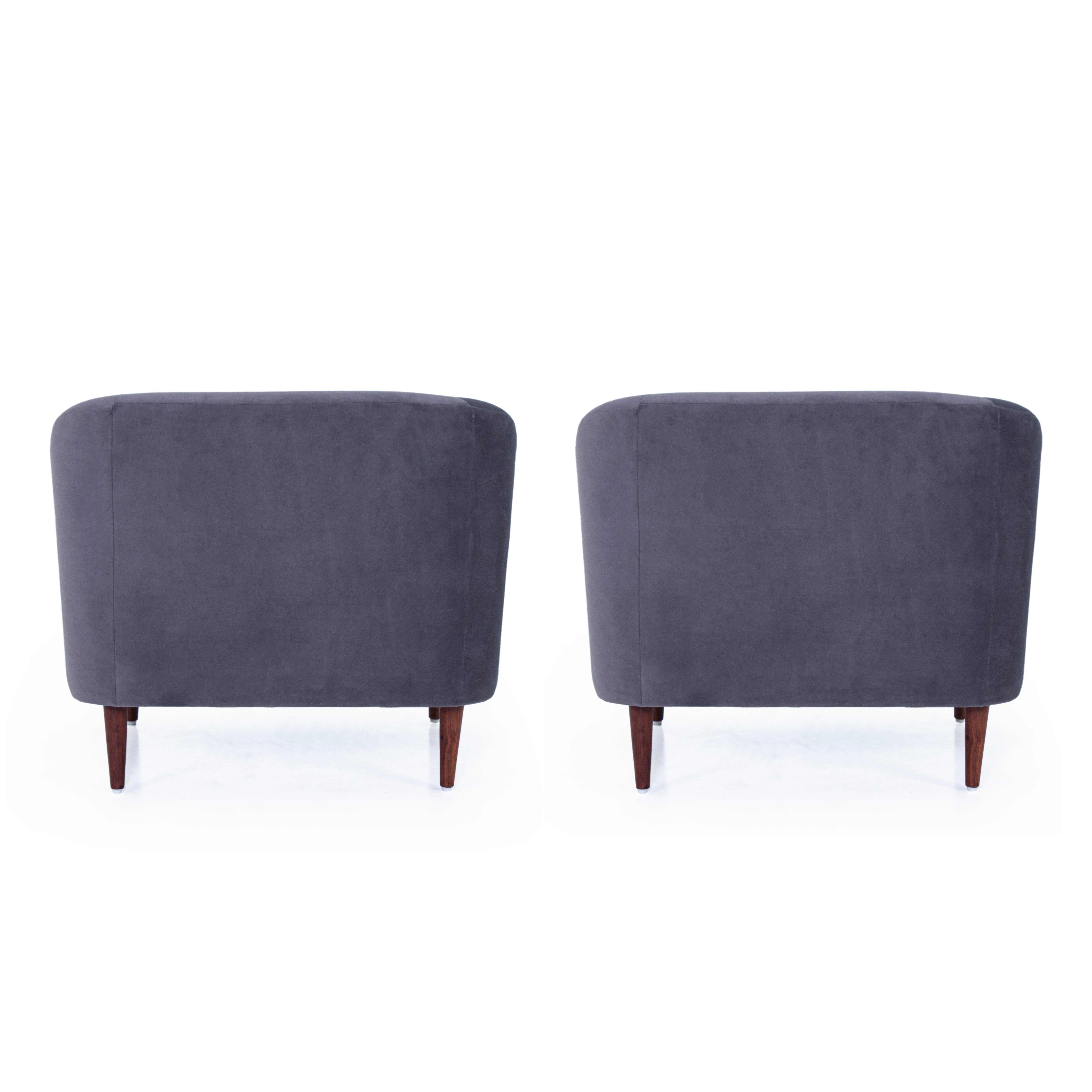 Jessica Velvet Chair With Arm In Grey Colour (Set Of 2) - Peachtree Home