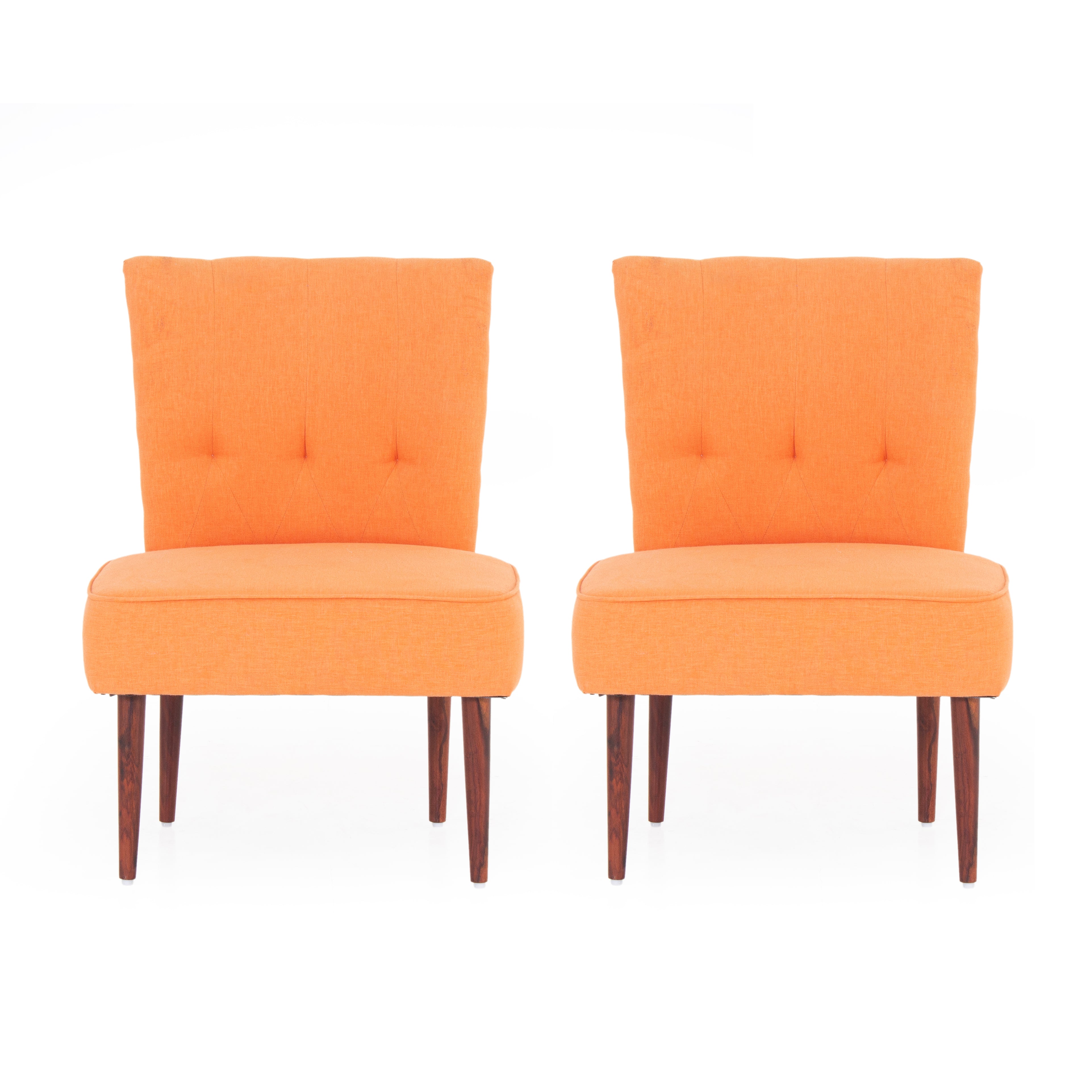 Hellena Cotton Chair In Orange Colour (Set Of 2) - Peachtree Home