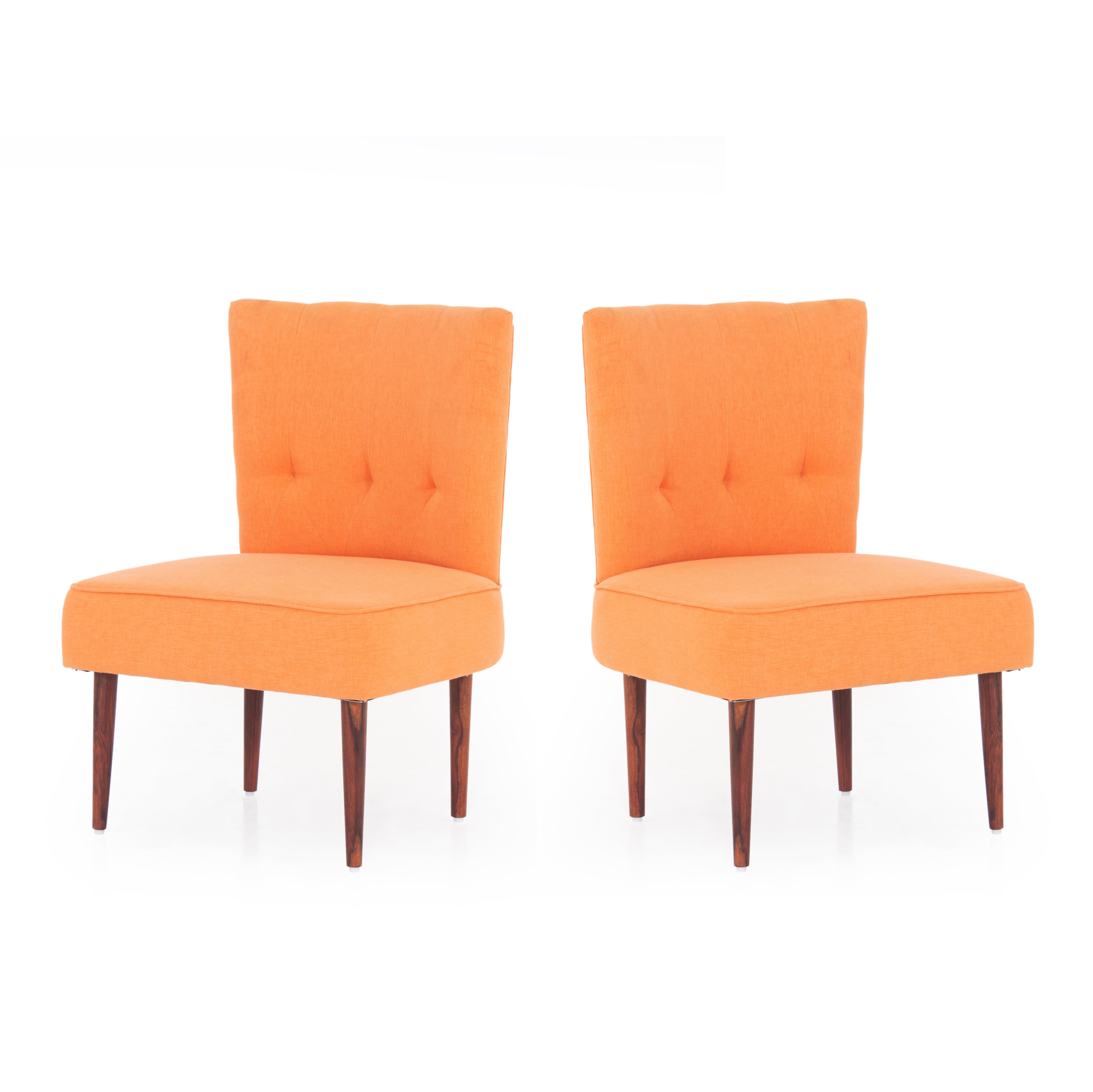 Hellena Cotton Chair In Orange Colour (Set Of 2) - Peachtree Home