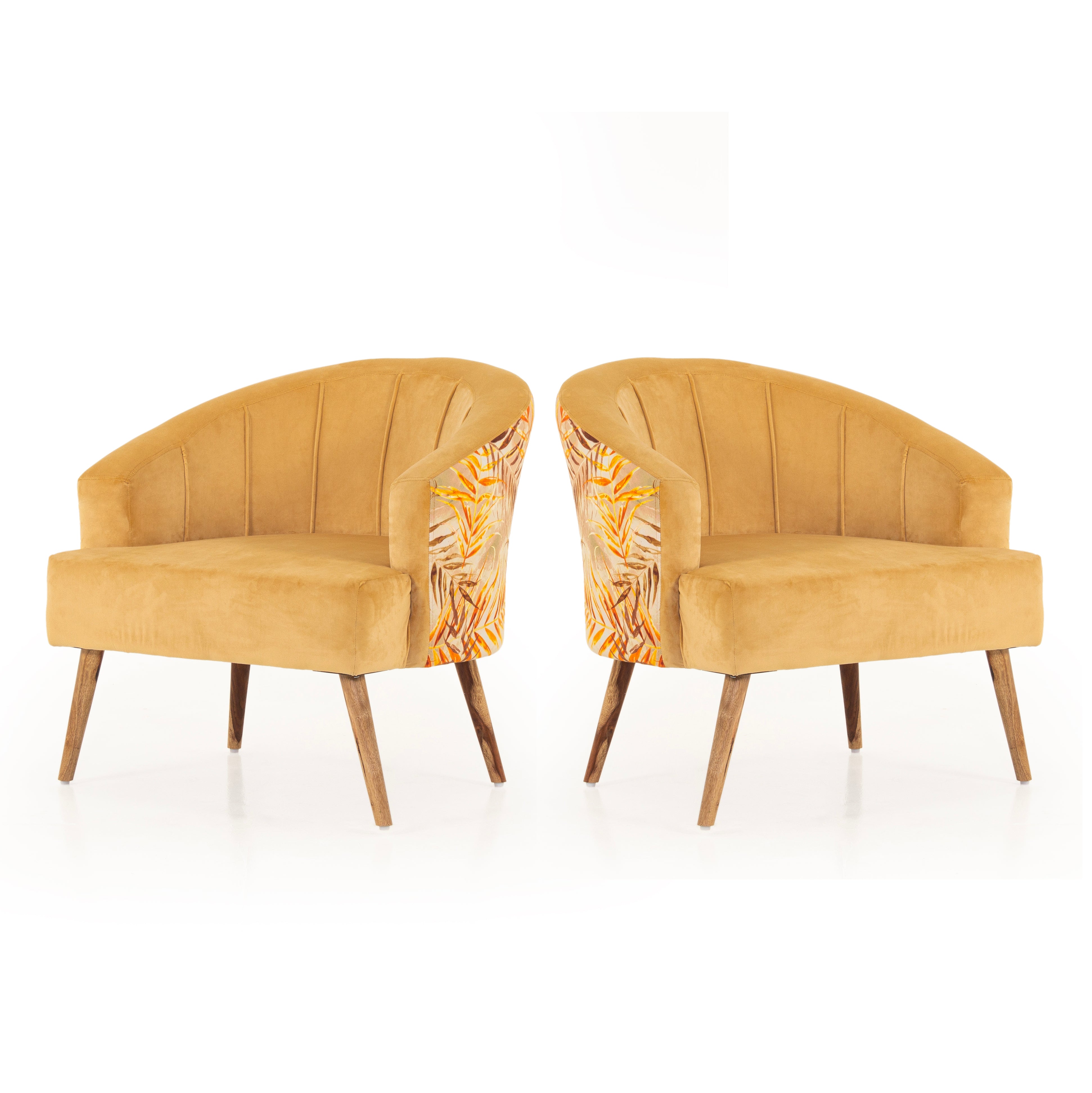 Nova Printed Velvet Chair With Arm For Living Room (Set Of 2) - Peachtree Home