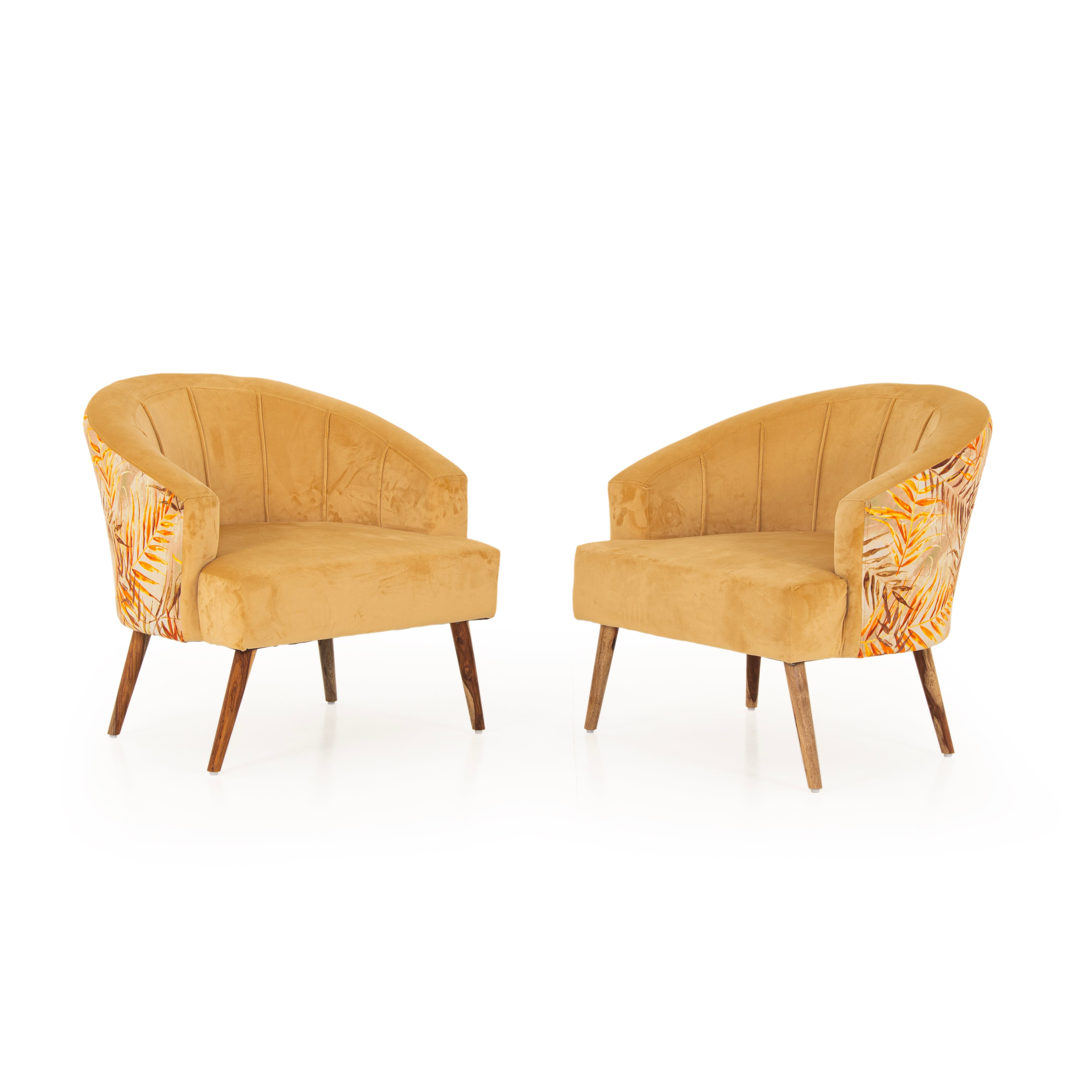 Nova Printed Velvet Chair With Arm For Living Room (Set Of 2) - Peachtree Home