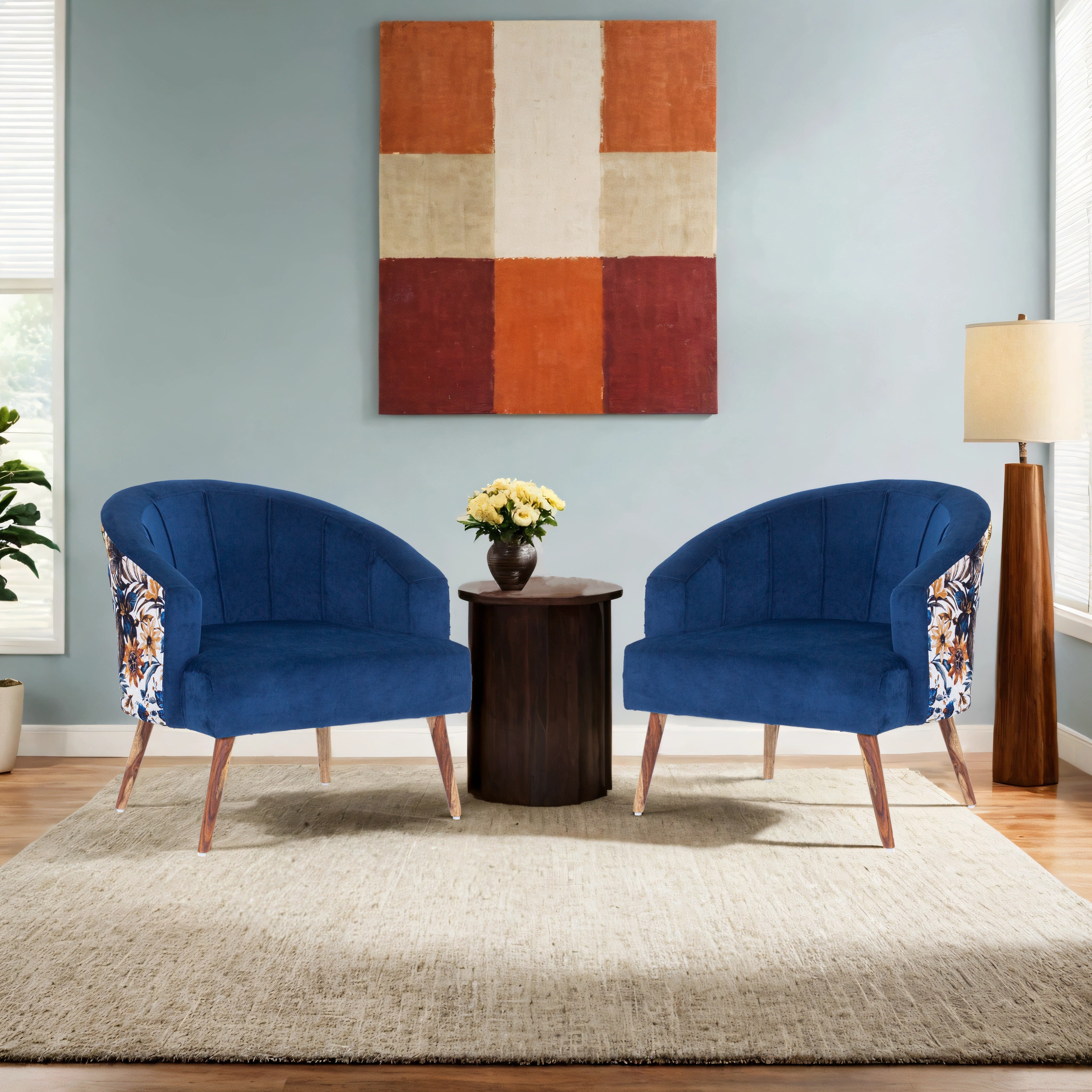 Nova Printed Velvet Chair With Arm For Living Room (Set Of 2) - Peachtree Home