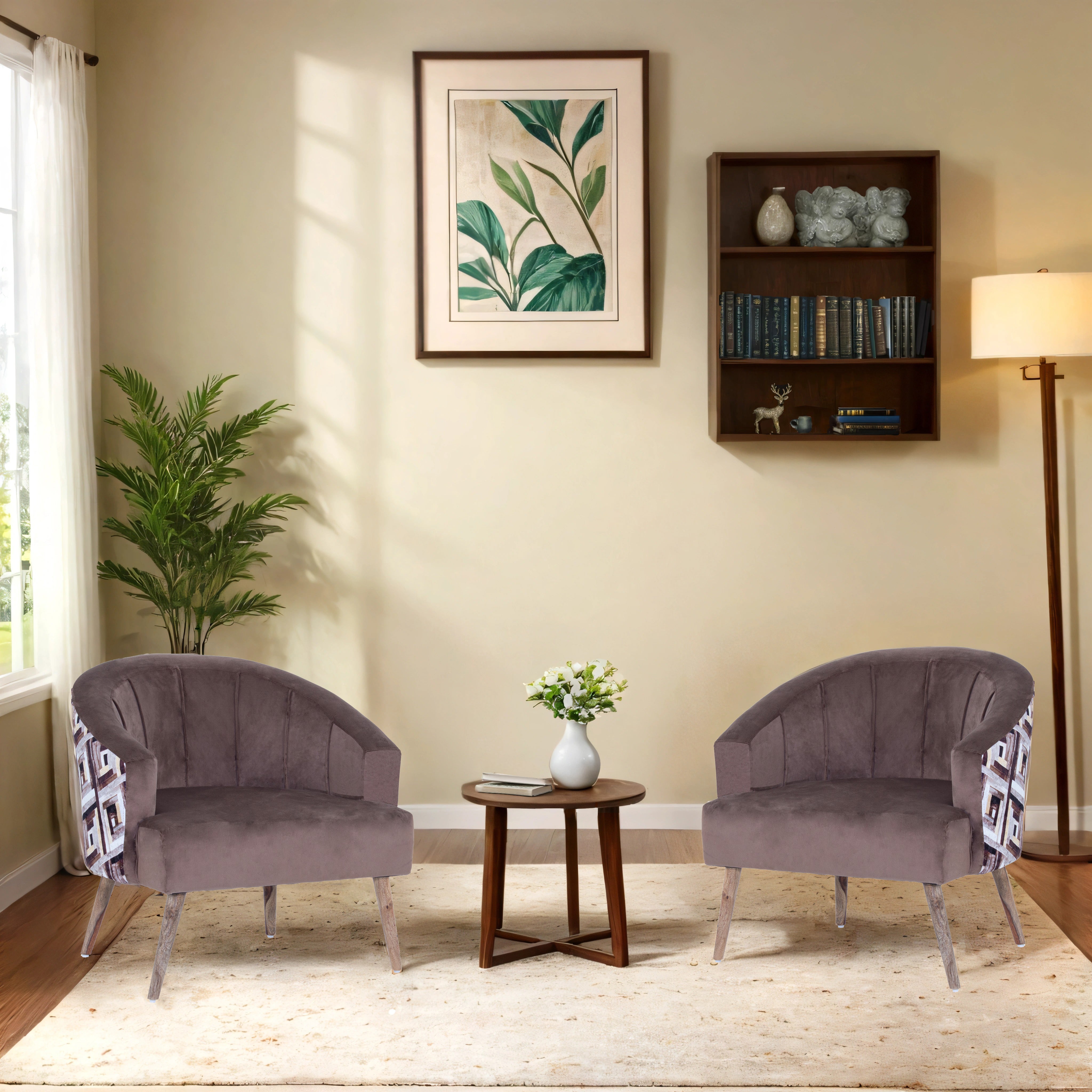 Nova Printed Velvet Chair With Arm For Living Room (Set Of 2) - Peachtree Home