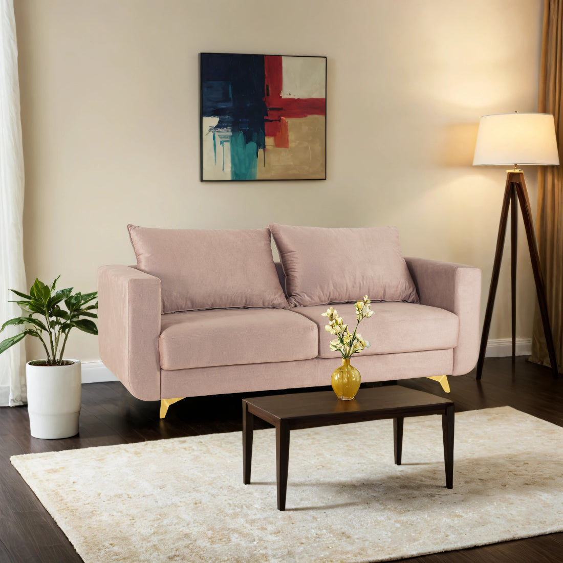 Peachtree Rio Three Seater Sofa Cotton Fabric (Cream) - Peachtree Home