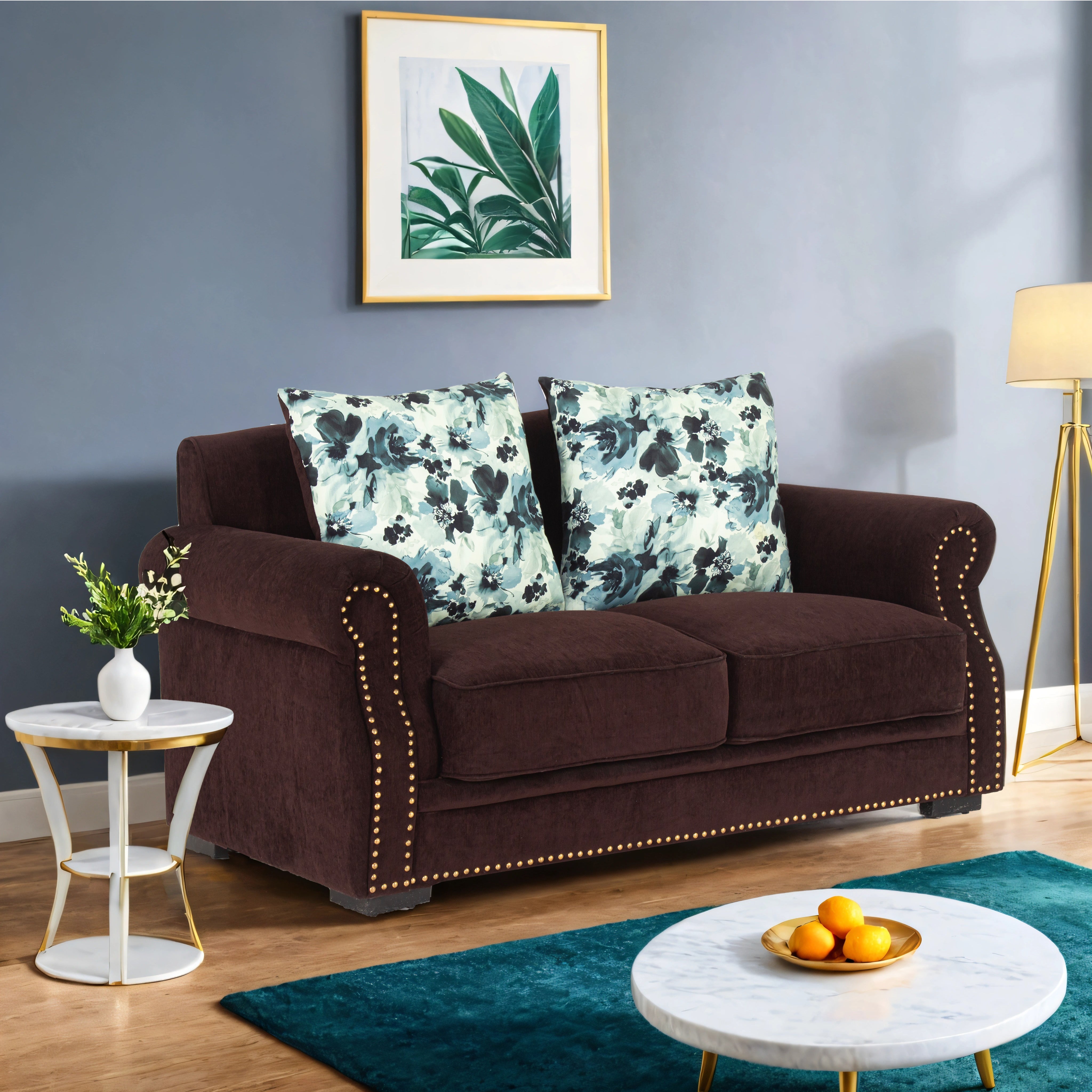 Peachtree Alton Two Seater Sofa Malfino Fabric (Dark Brown) - Peachtree Home
