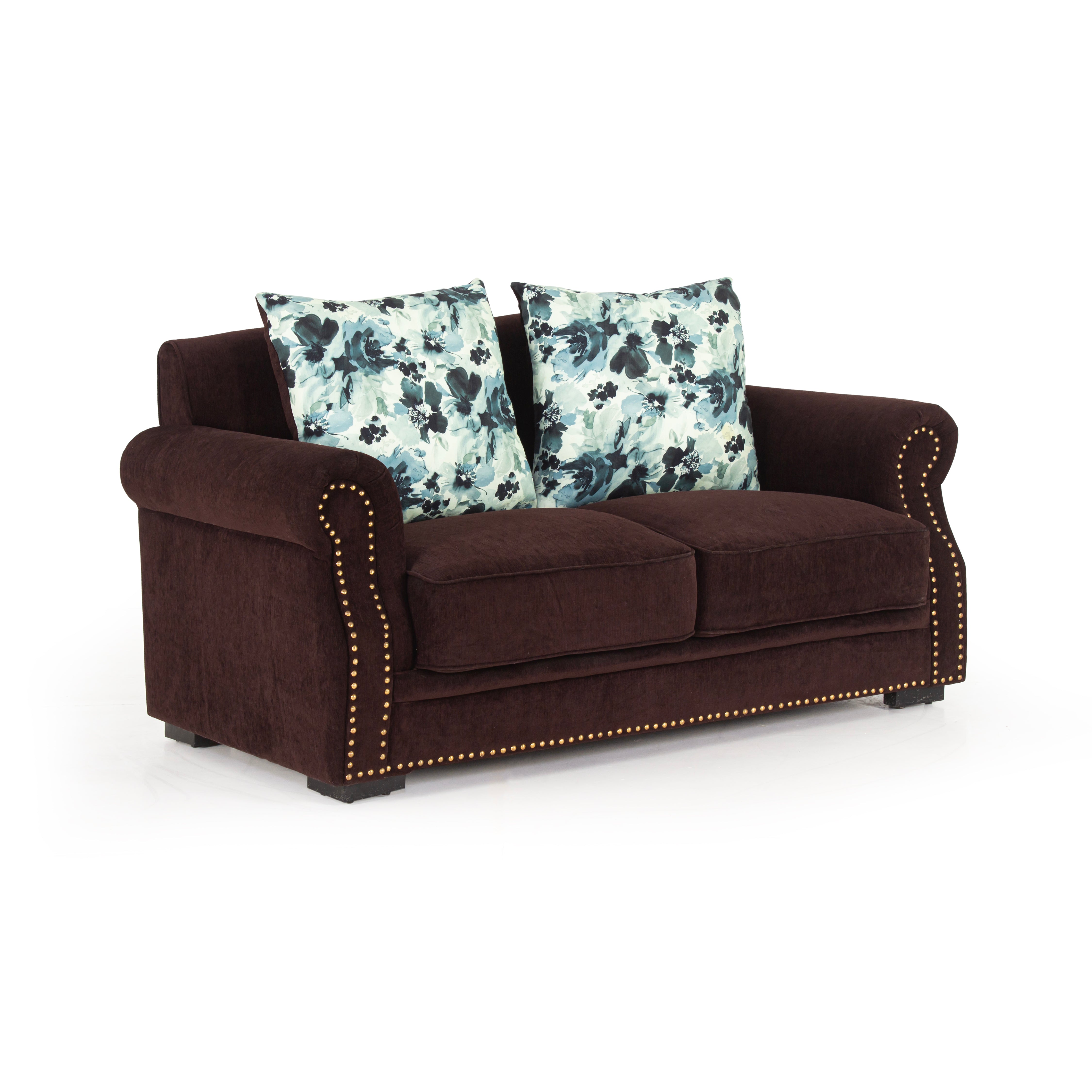 Peachtree Alton Two Seater Sofa Malfino Fabric (Dark Brown) - Peachtree Home