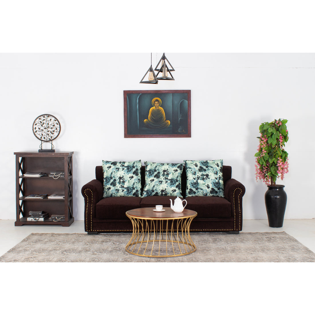 Peachtree Alton Three Seater Sofa Malfino Fabric (Dark Brown) - Peachtree Home
