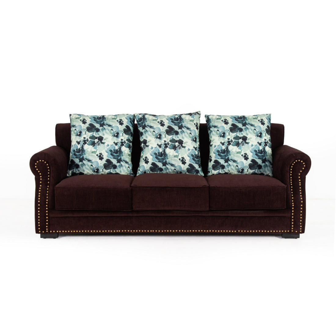 Peachtree Alton Three Seater Sofa Malfino Fabric (Dark Brown) - Peachtree Home