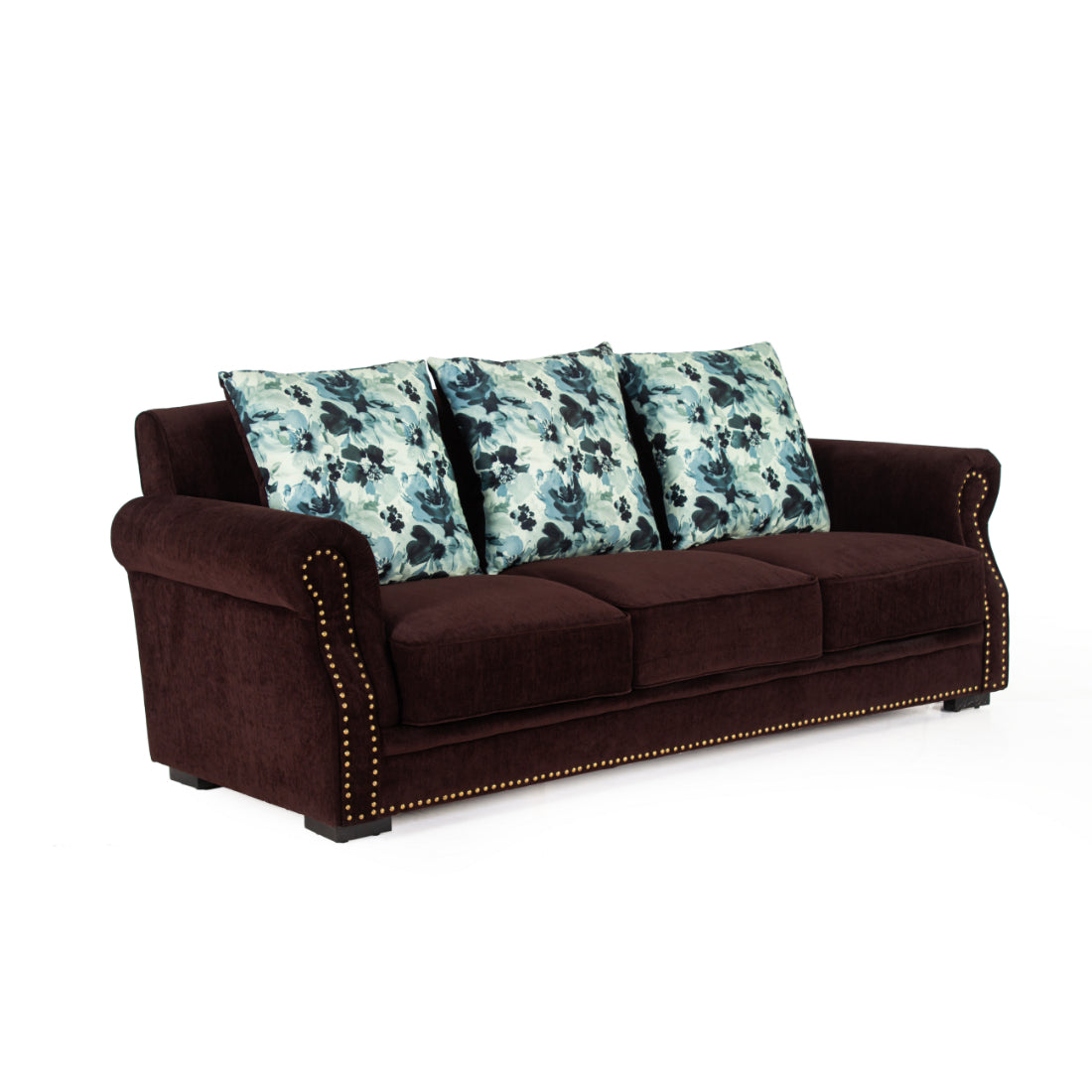 Peachtree Alton Three Seater Sofa Malfino Fabric (Dark Brown) - Peachtree Home