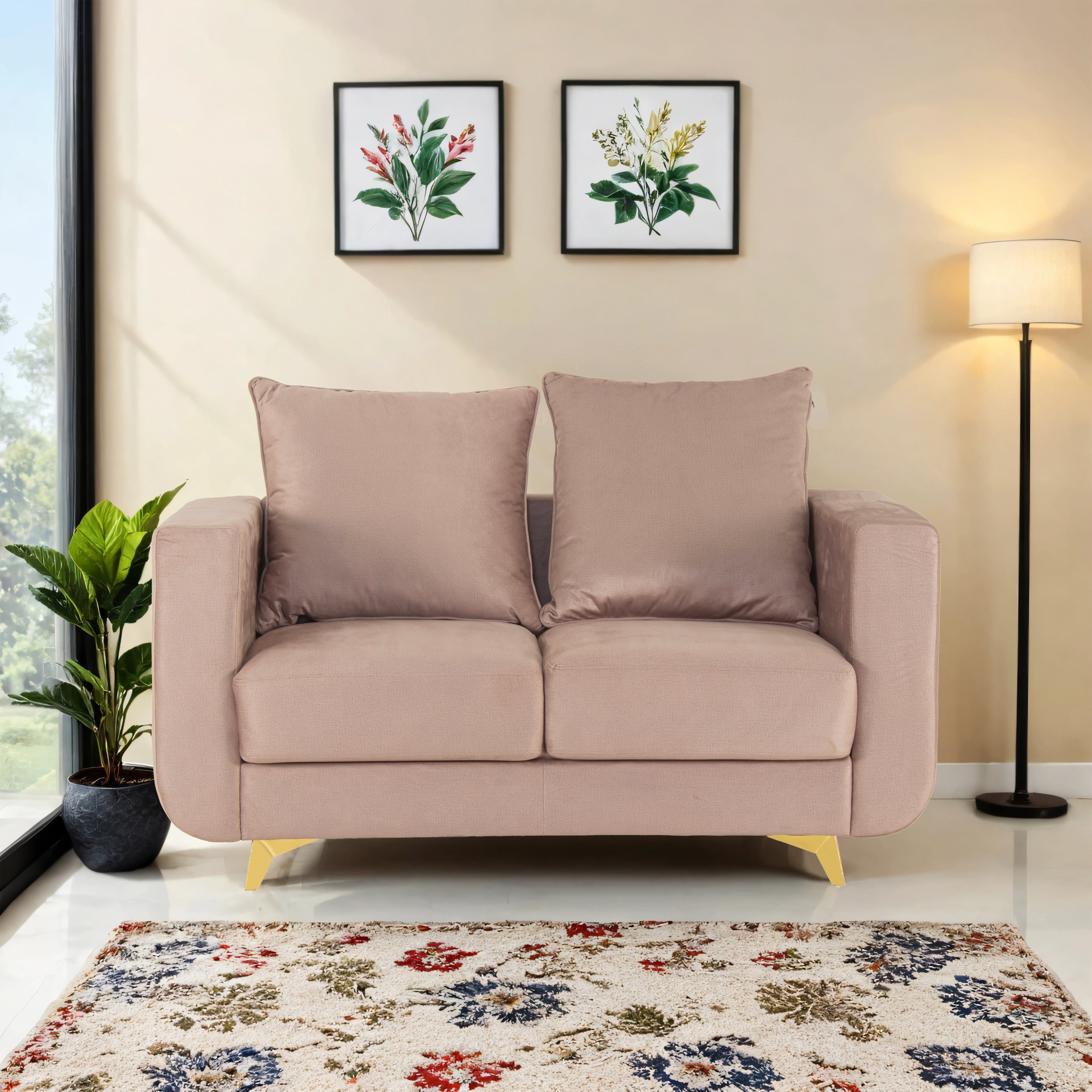 RIO 2-Seater Cotton Sofa In Light Brown Colour - Peachtree Home