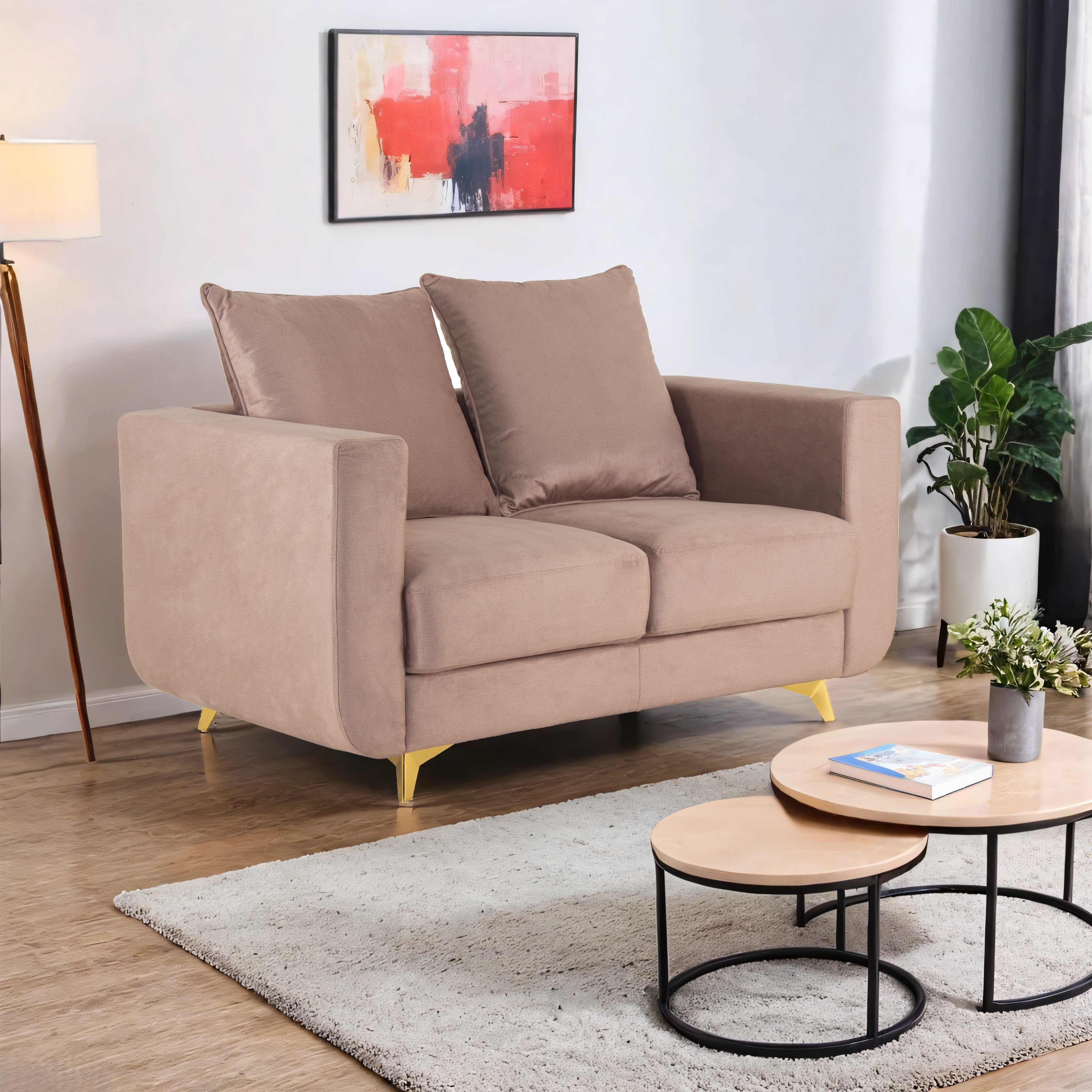 Peachtree Rio Two Seater Sofa Cotton Fabric (Cream) - Peachtree Home