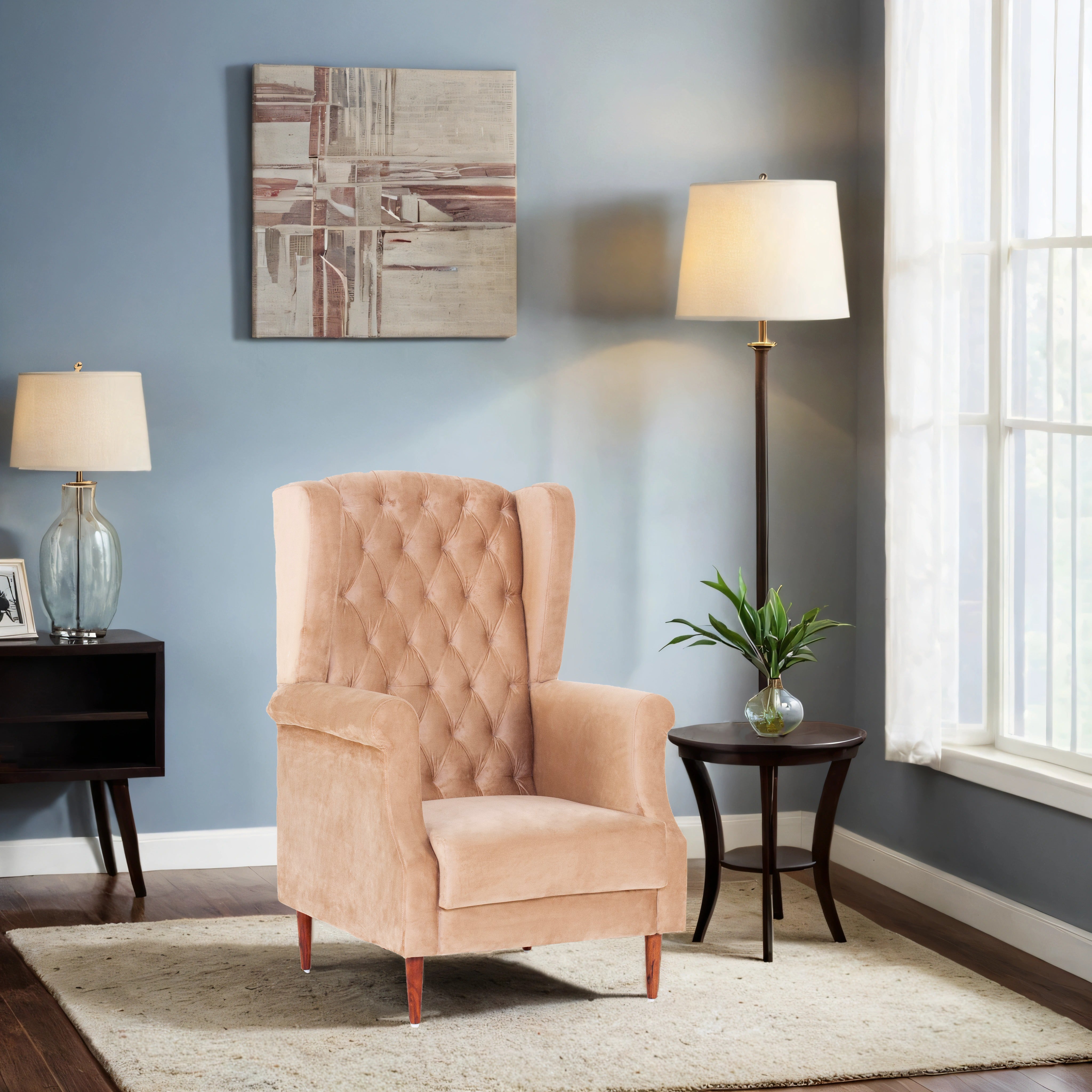 Eliza Velvet Chair With Arm For Living Room - Peachtree Home
