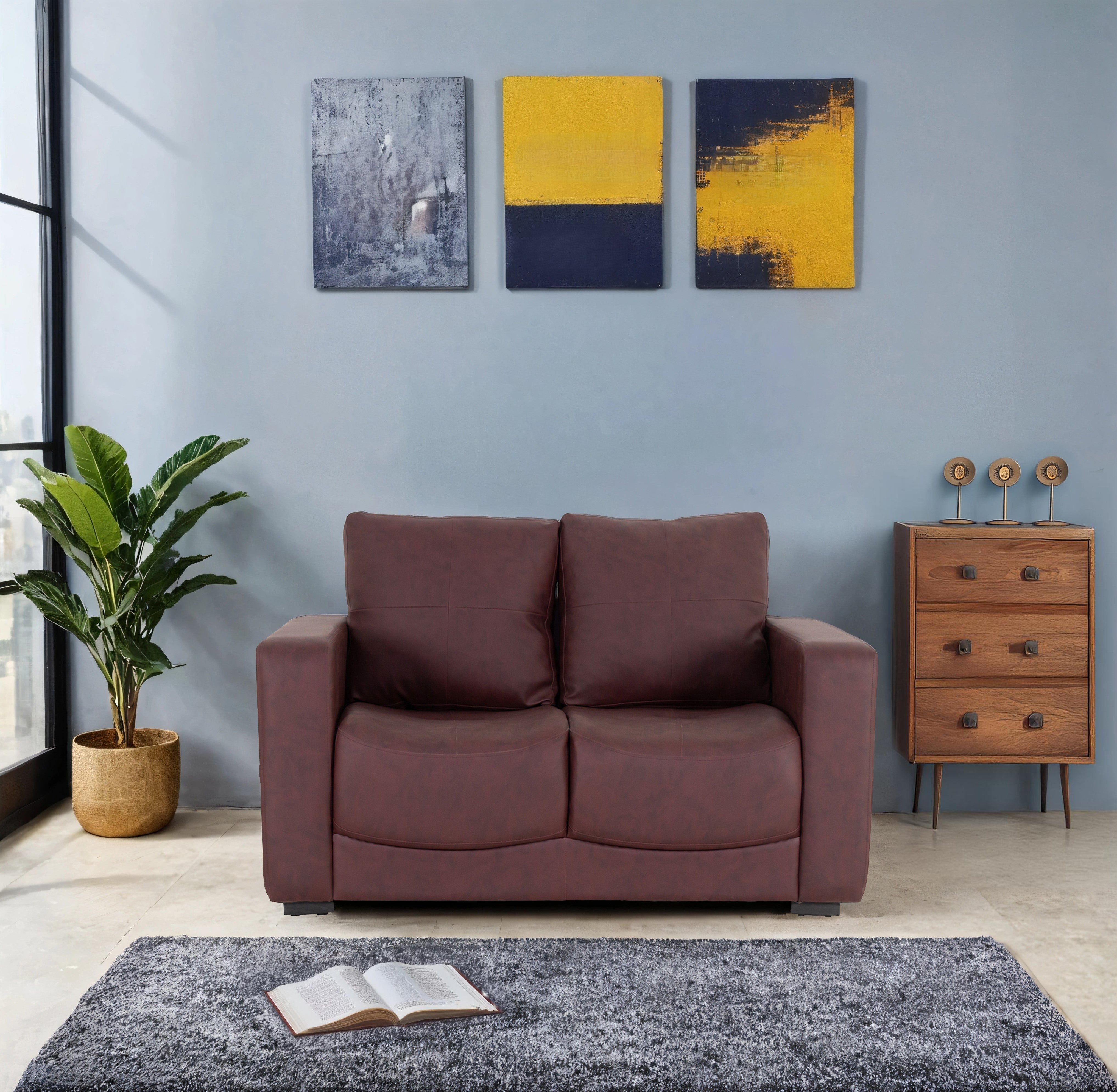 Peachtree Orchid Two Seater Seater Sofa Letherite (Brown) - Peachtree Home