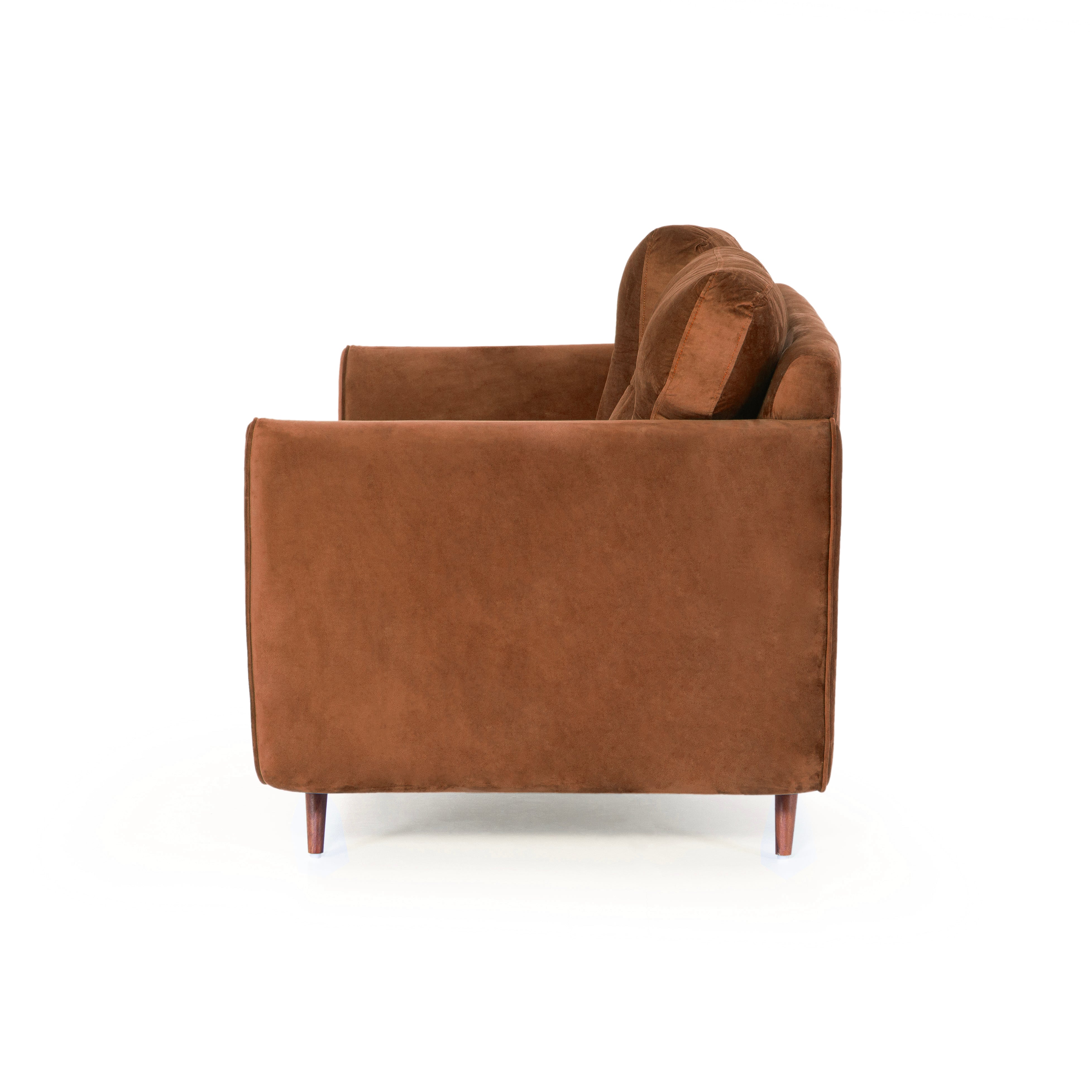 Peachtree Eden Two Seater Sofa Velvet Fabric (Brown) - Peachtree Home