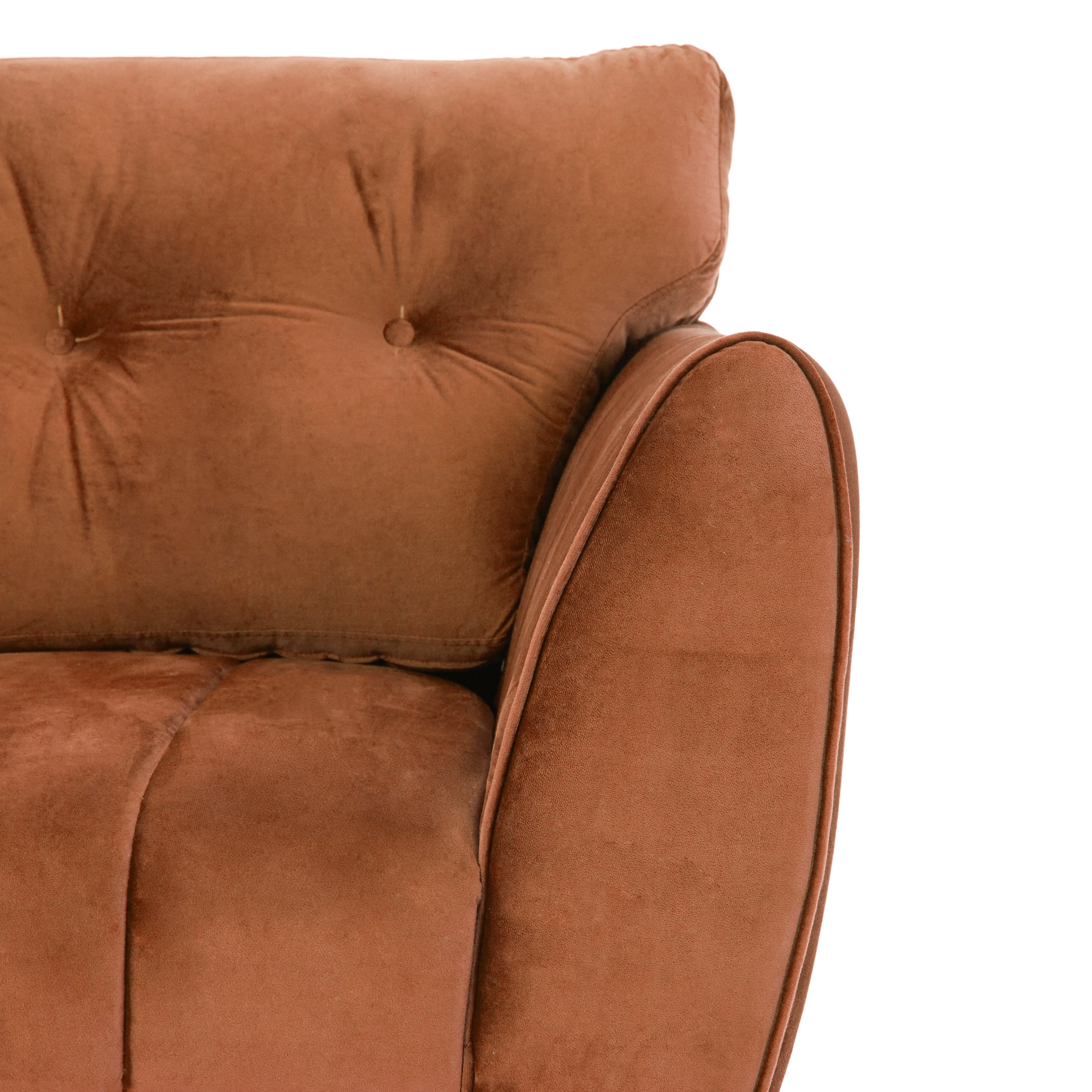 Peachtree Eden Two Seater Sofa Velvet Fabric (Brown) - Peachtree Home