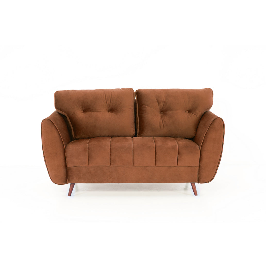 Peachtree Eden Two Seater Sofa Velvet Fabric (Brown) - Peachtree Home