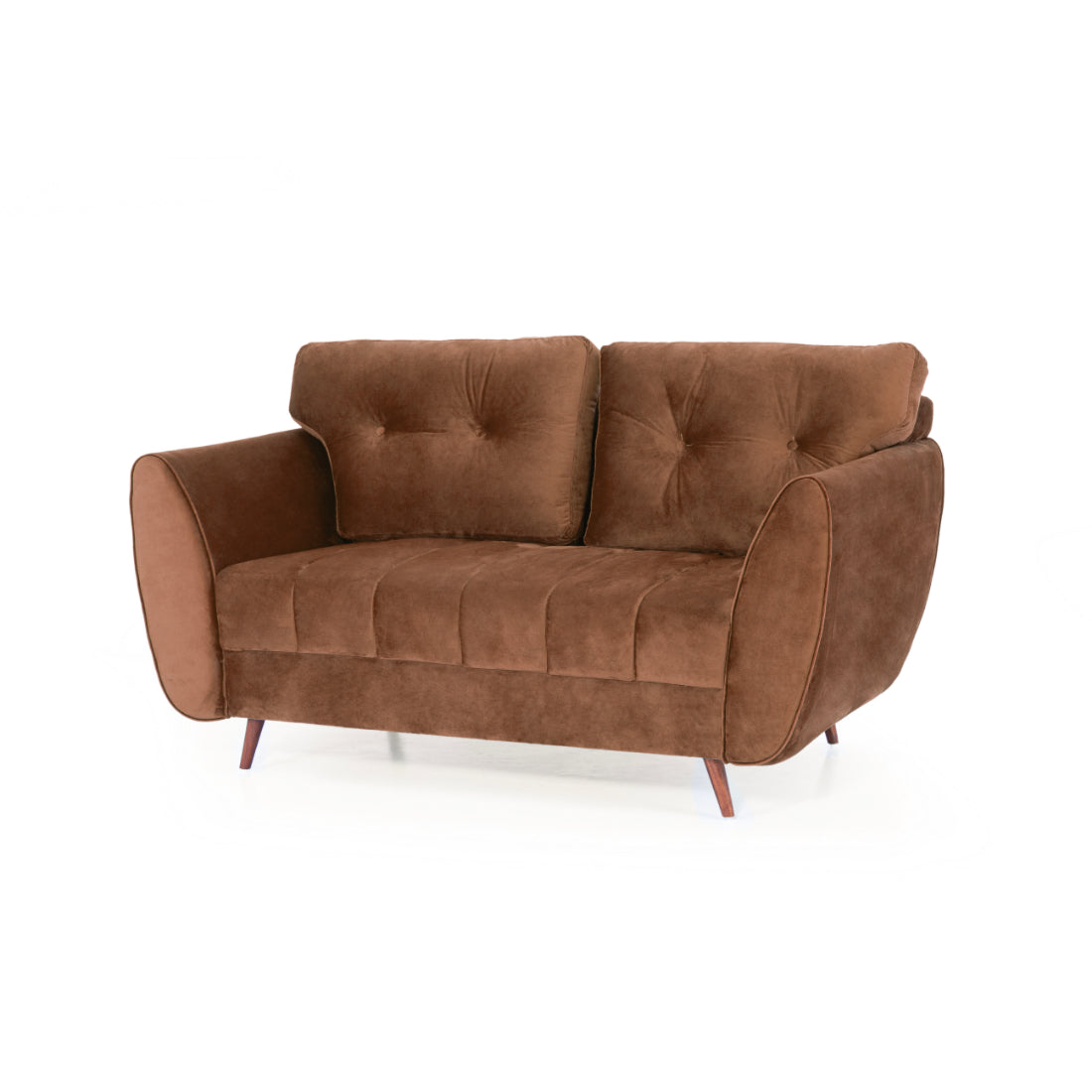 Peachtree Eden Two Seater Sofa Velvet Fabric (Brown) - Peachtree Home