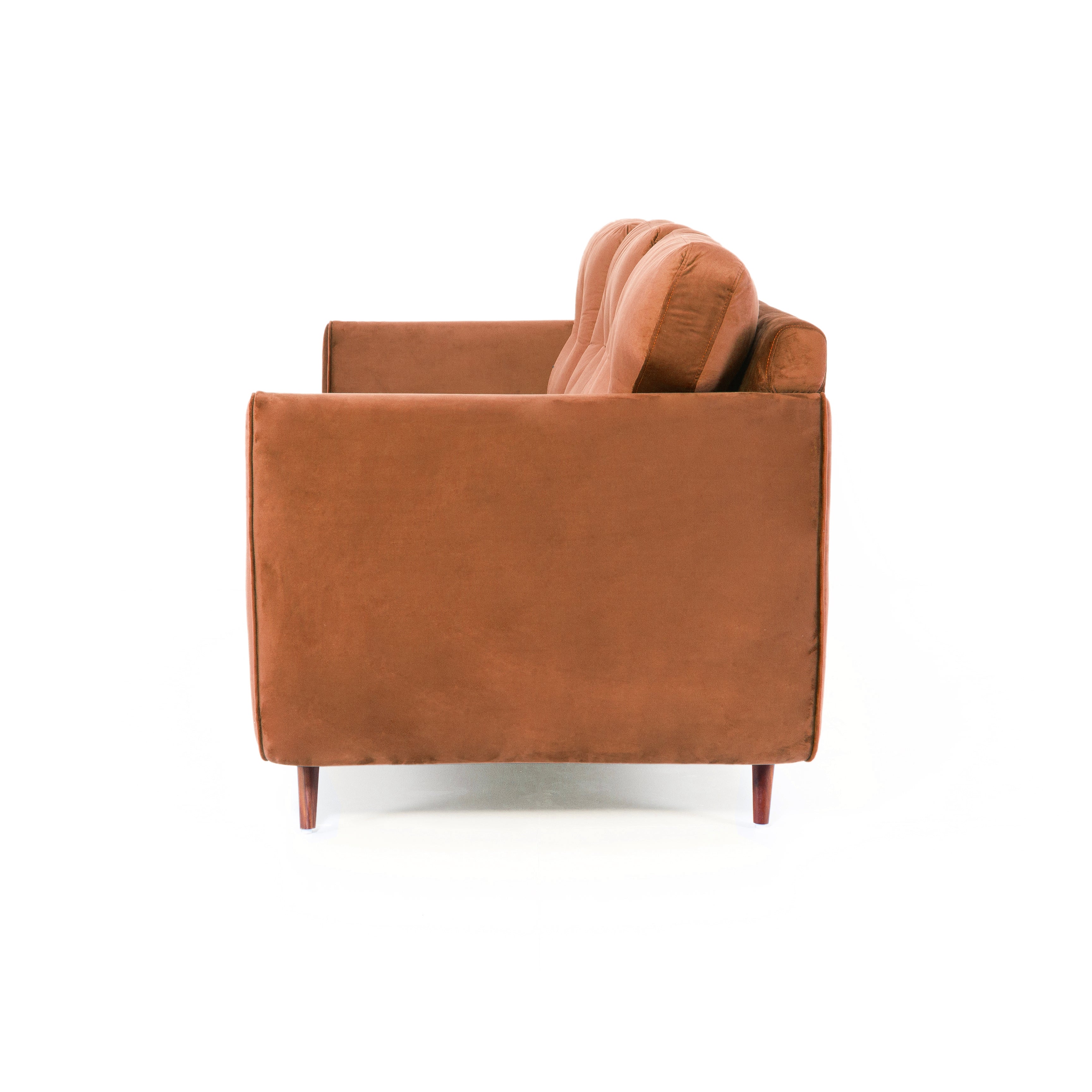 Peachtree Eden Three Seater Sofa Velvet Fabric (Brown) - Peachtree Home