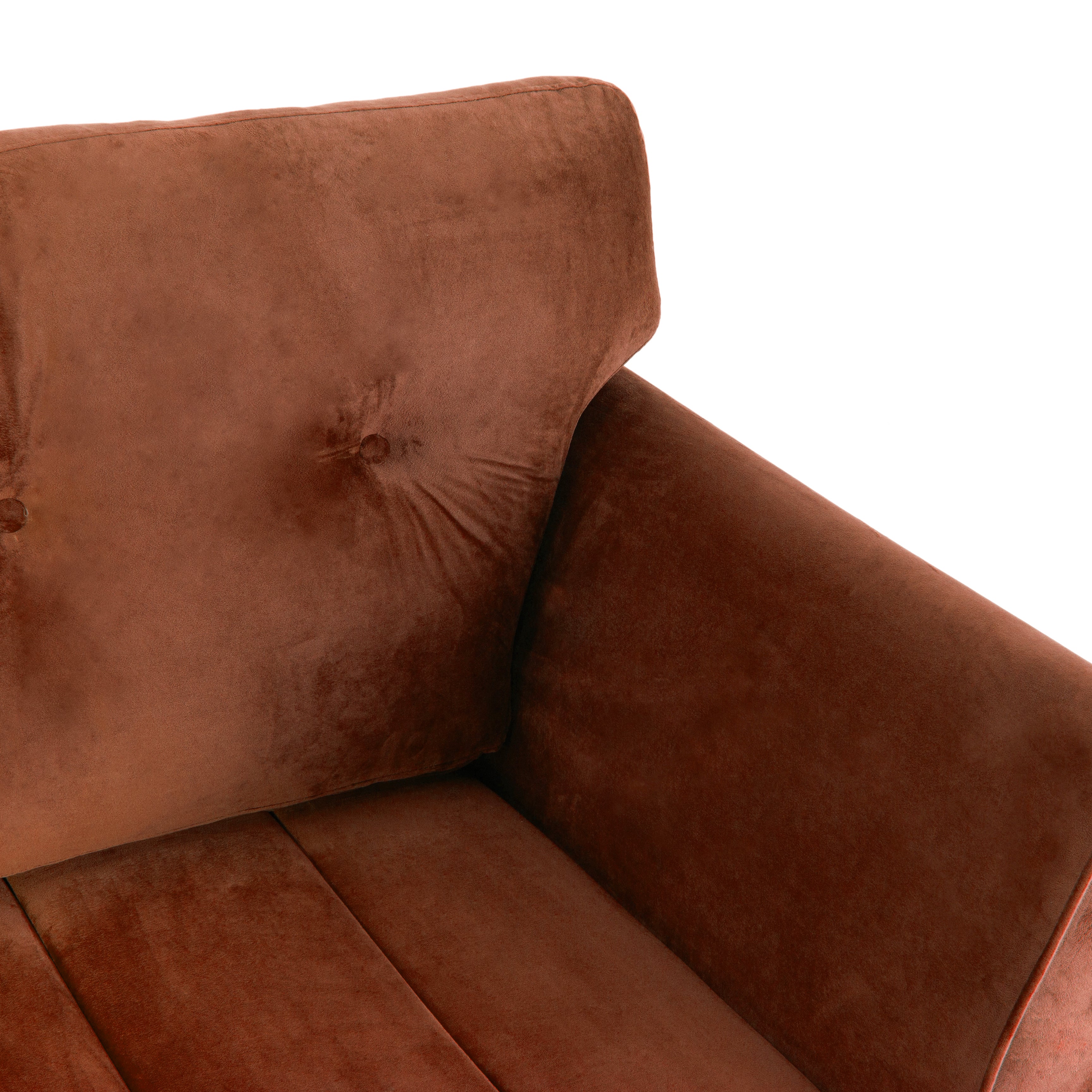 Peachtree Eden Three Seater Sofa Velvet Fabric (Brown) - Peachtree Home