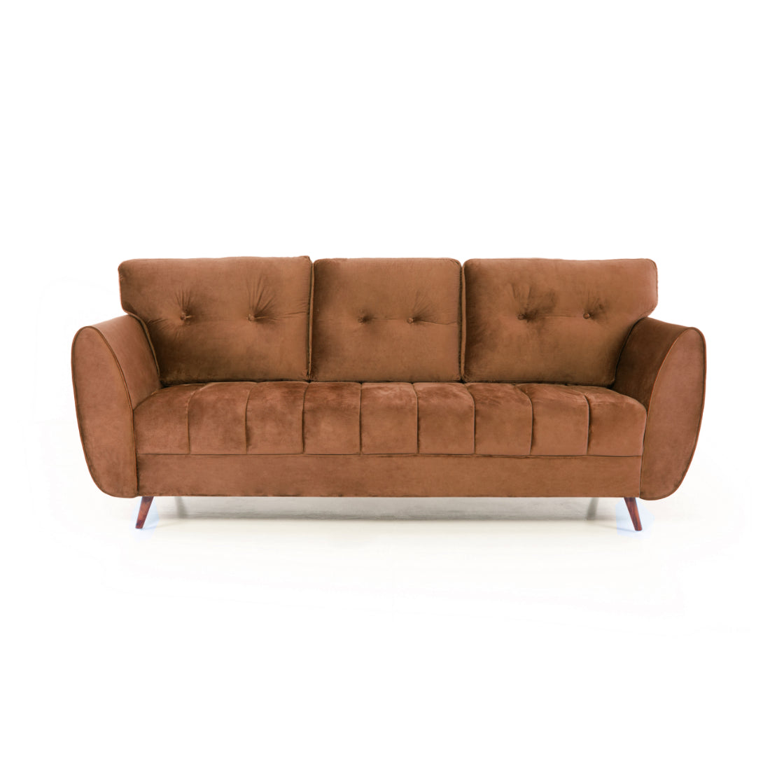 Peachtree Eden Three Seater Sofa Velvet Fabric (Brown) - Peachtree Home
