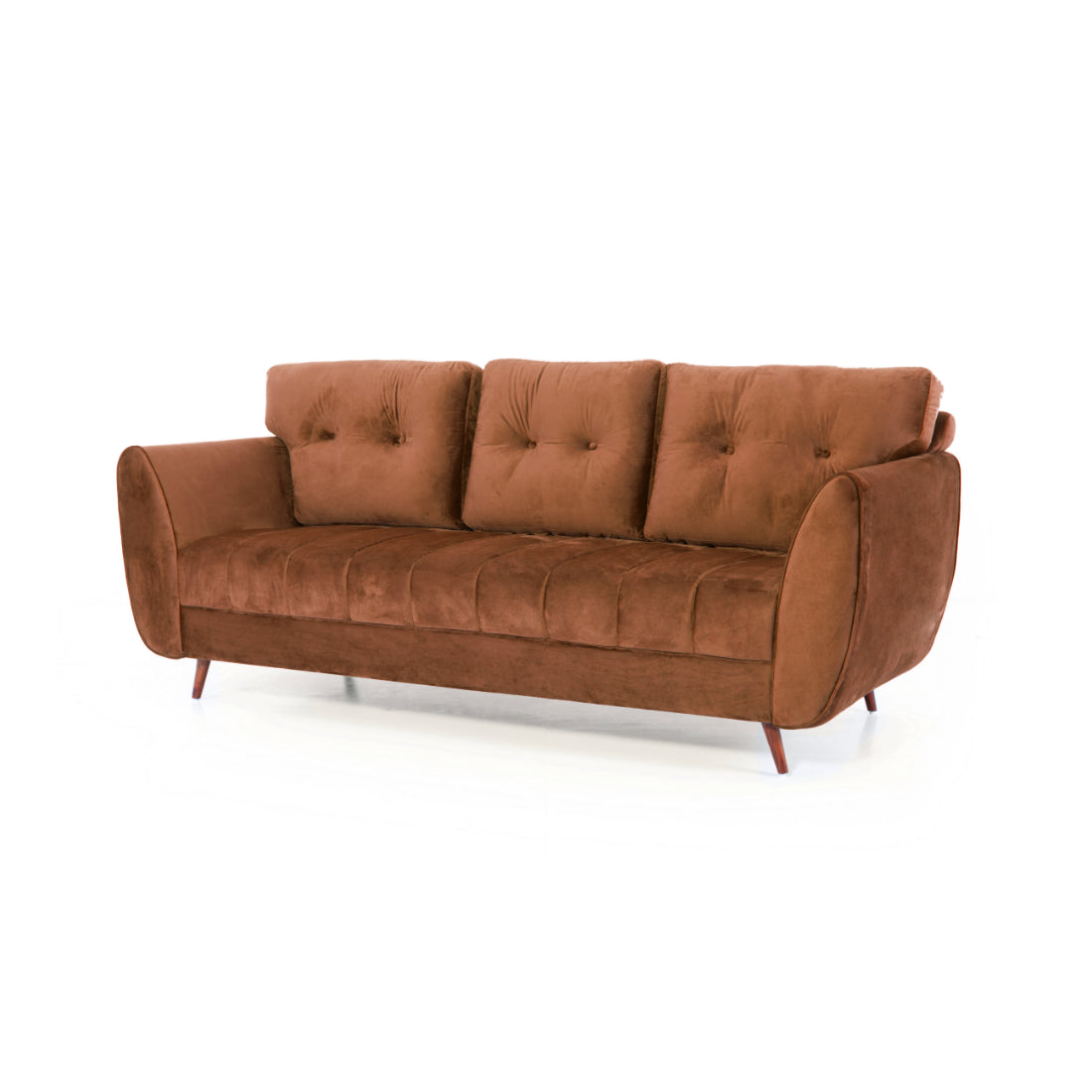 Peachtree Eden Three Seater Sofa Velvet Fabric (Brown) - Peachtree Home
