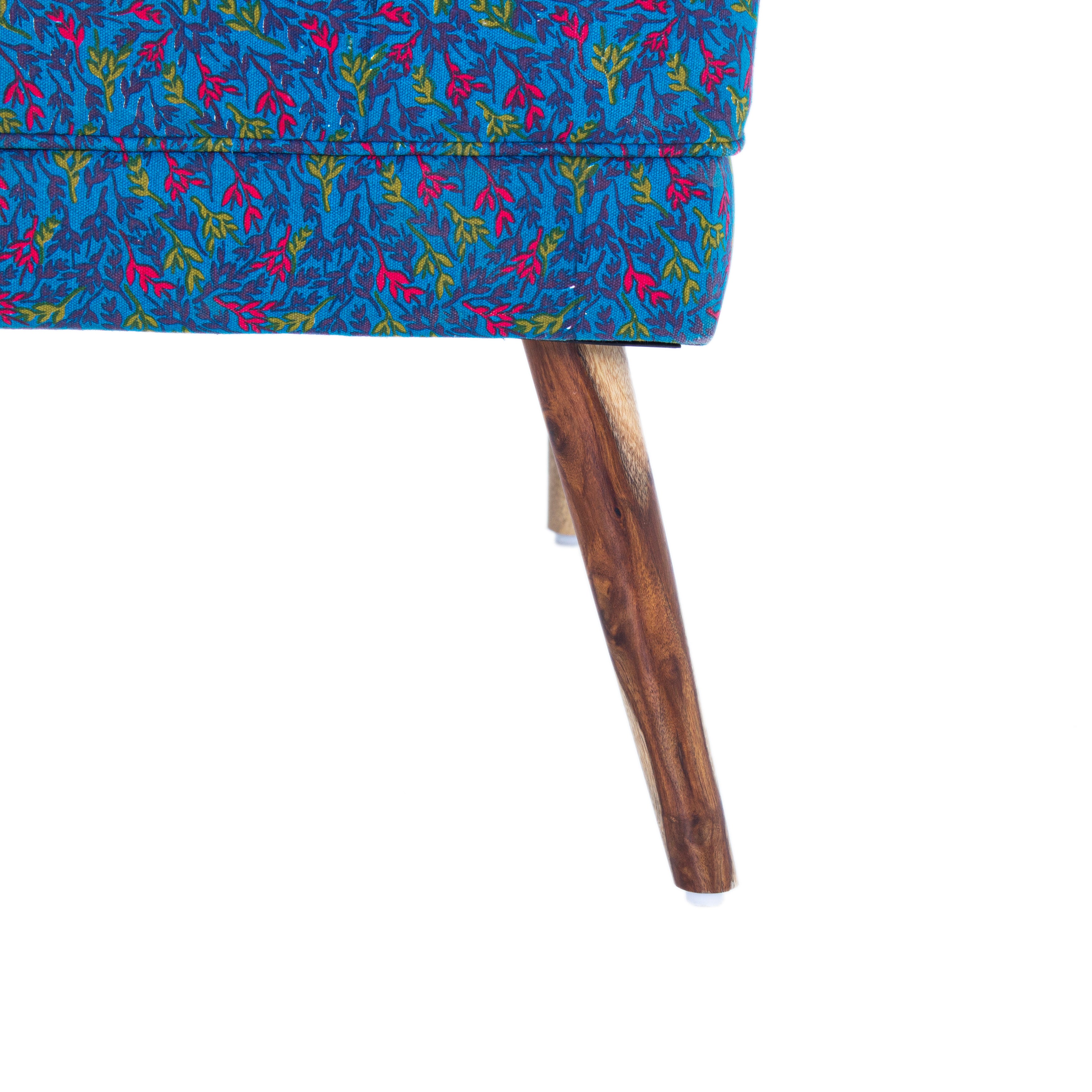 Eleanor Printed Cotton Chair In Blue Colour (Set Of 2) - Peachtree Home