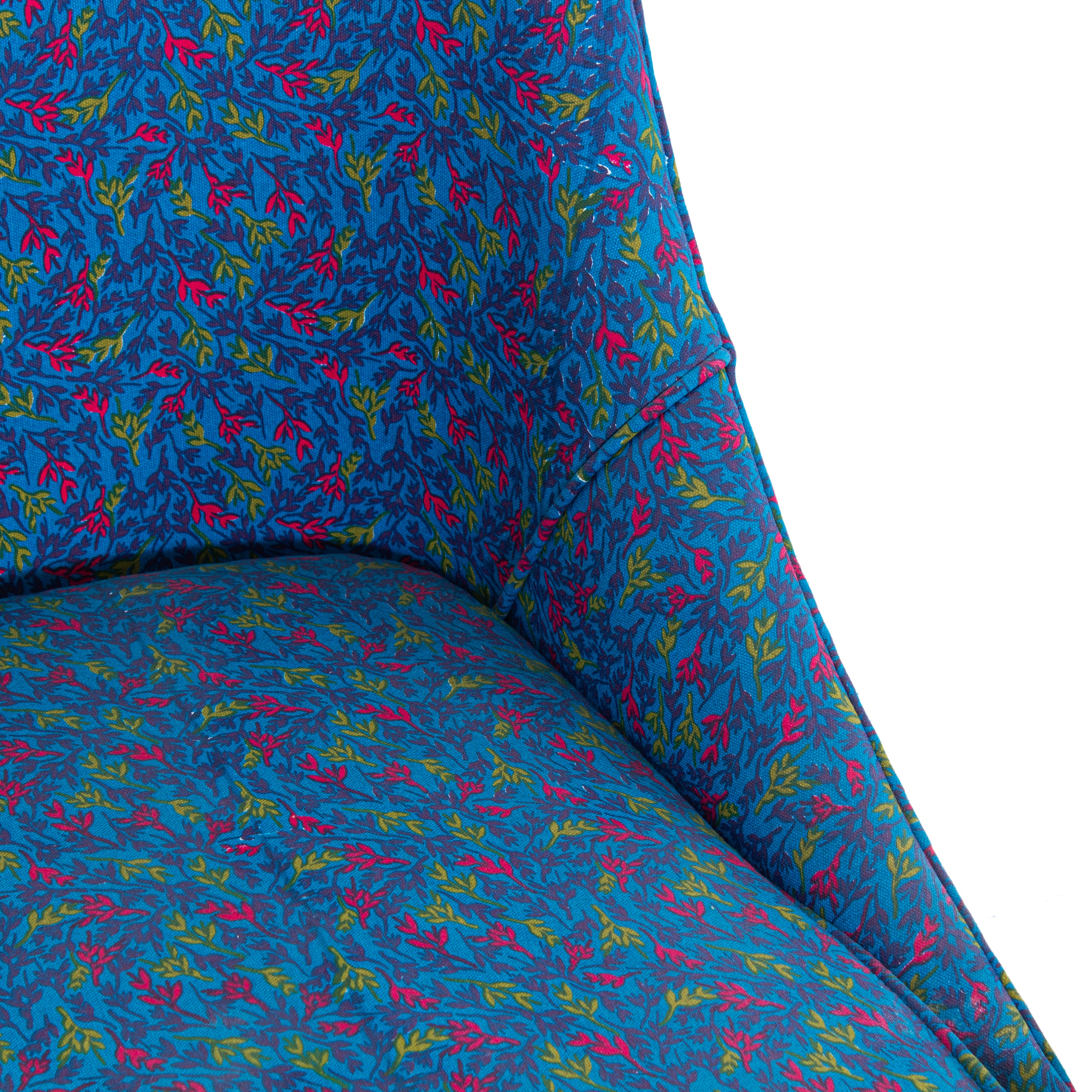 Eleanor Printed Cotton Chair In Blue Colour (Set Of 2) - Peachtree Home
