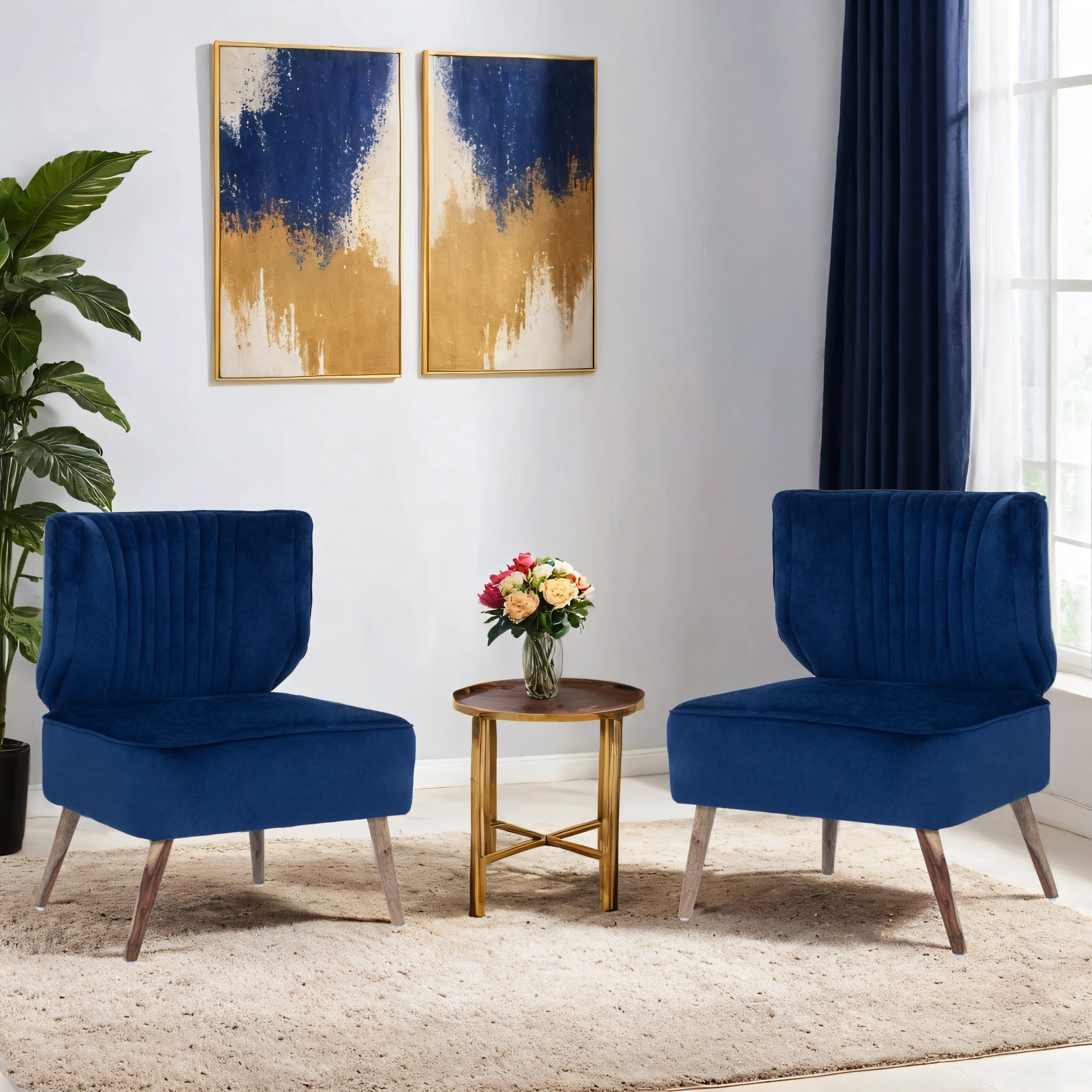 Gravity Velvet Chair For Living Room (Set Of 2) - Peachtree Home