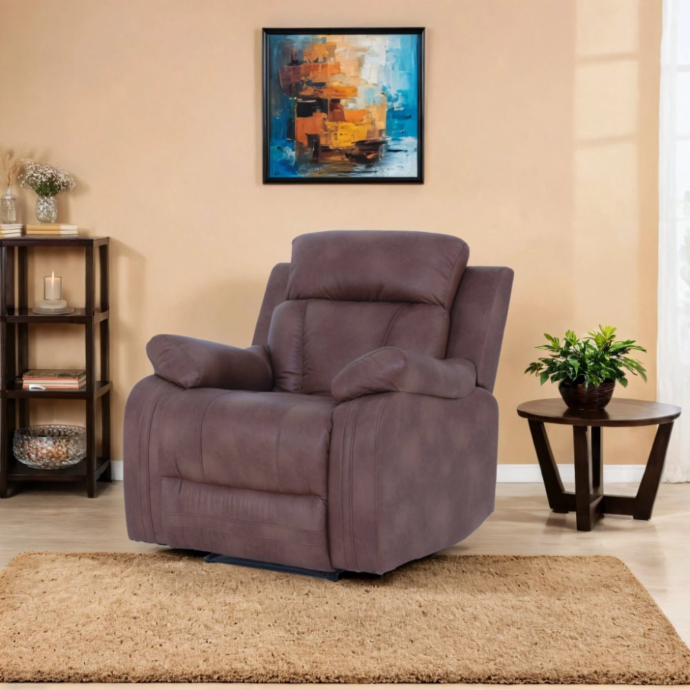 Carrera Leatherite Recliner Sofa In Cinnamon Brown Colour - Peachtree Home