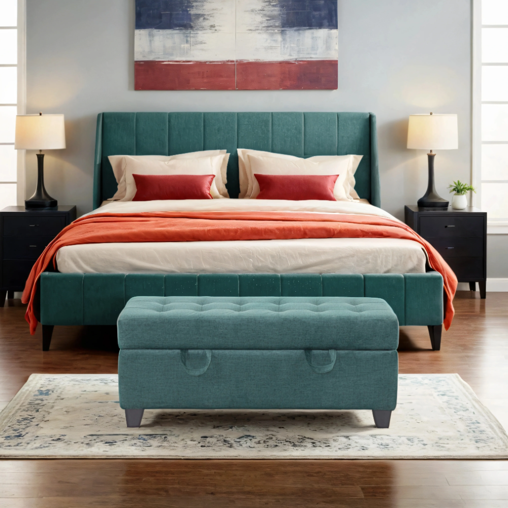 Peachtree Comi Big Pouffee Swed Velvet (Green) - Peachtree Home