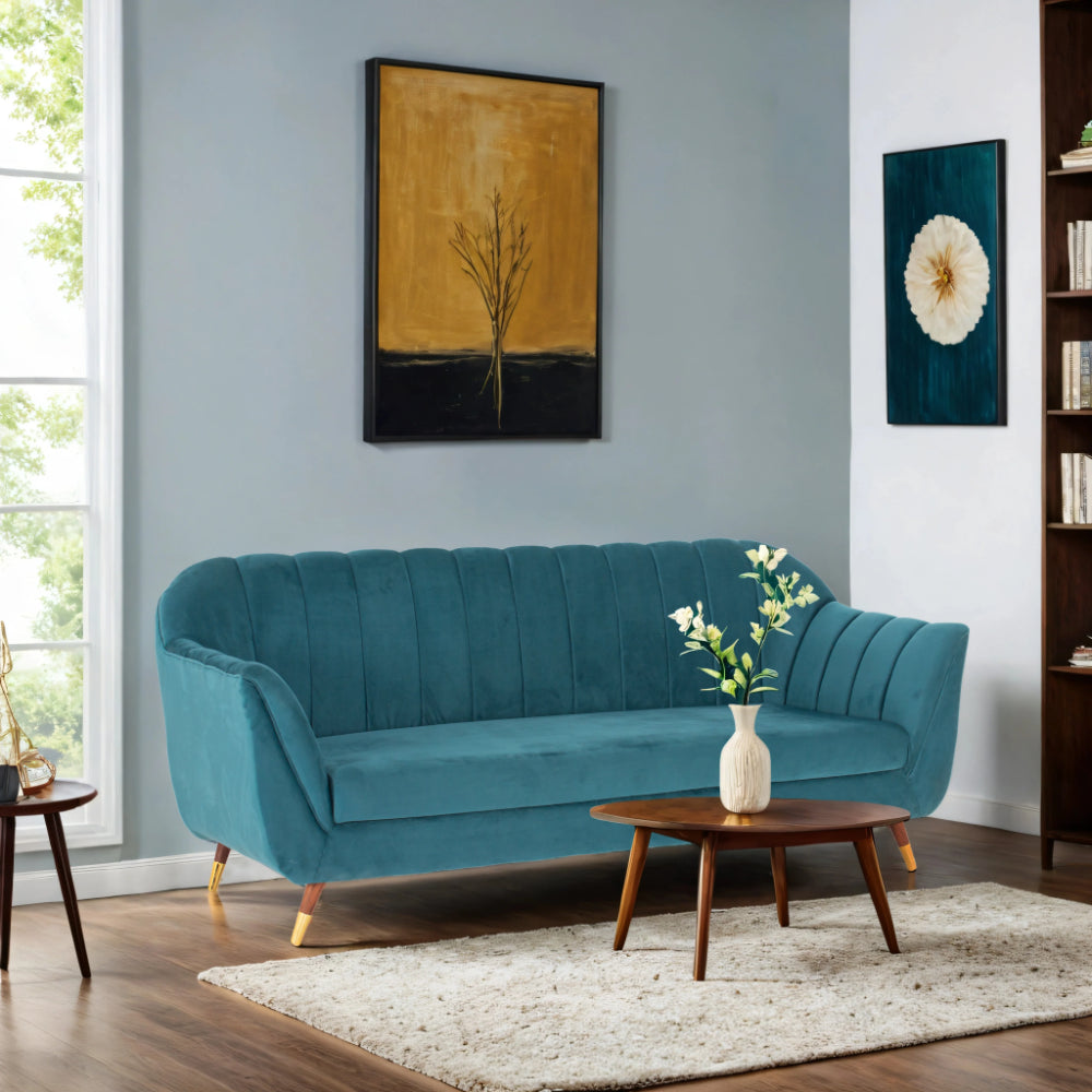 Peachtree Vegas Three Seater Velvet Fabric (Green) - Peachtree Home