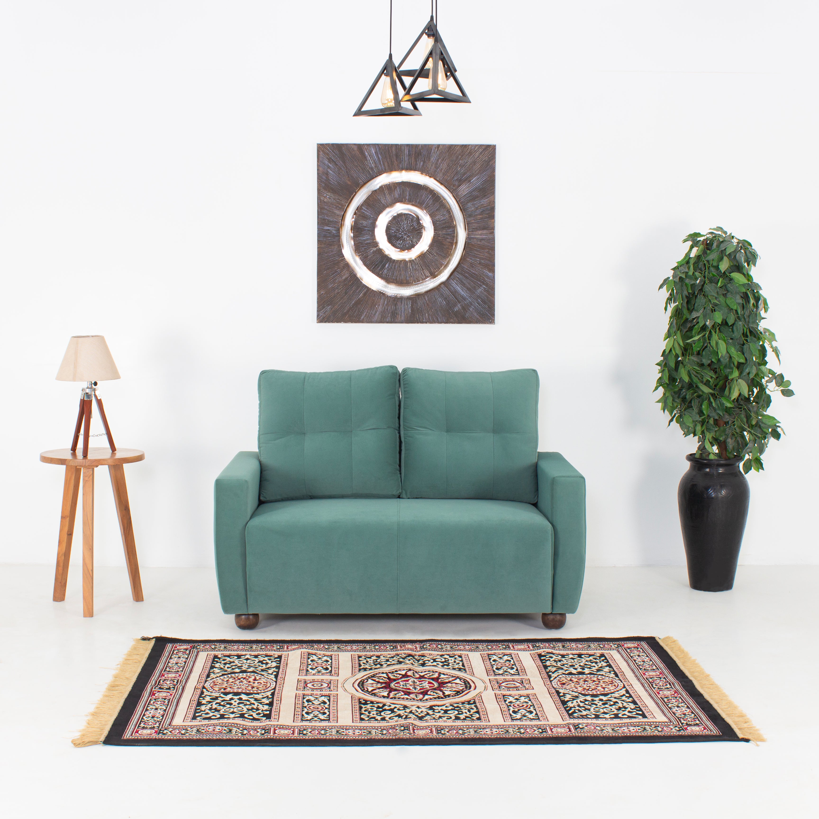 Peachtree Napier Two Seater Velvet Fabric (Light Green) - Peachtree Home